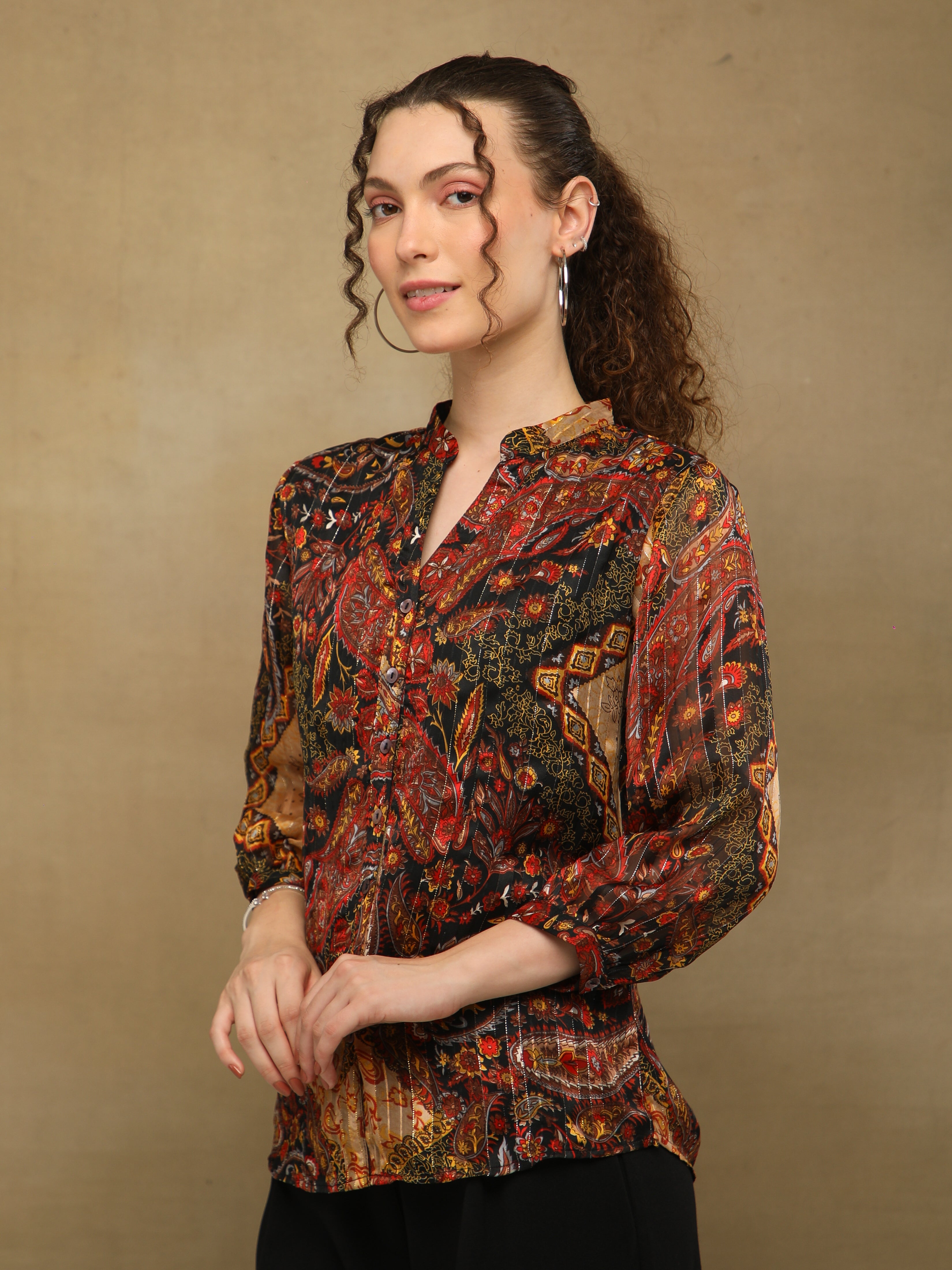 Paisley Chiffon Lined Shirt