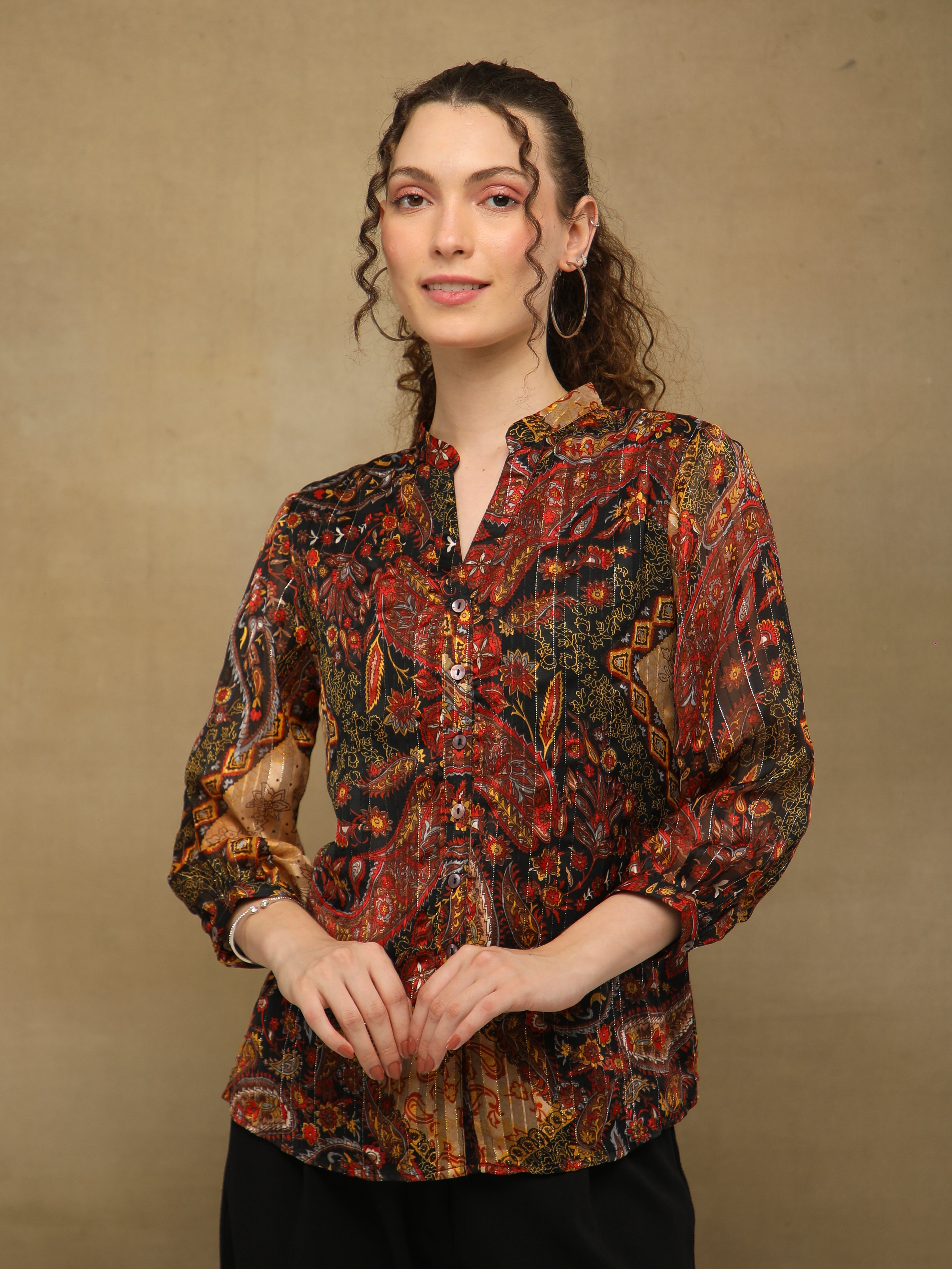 Paisley Chiffon Lined Shirt