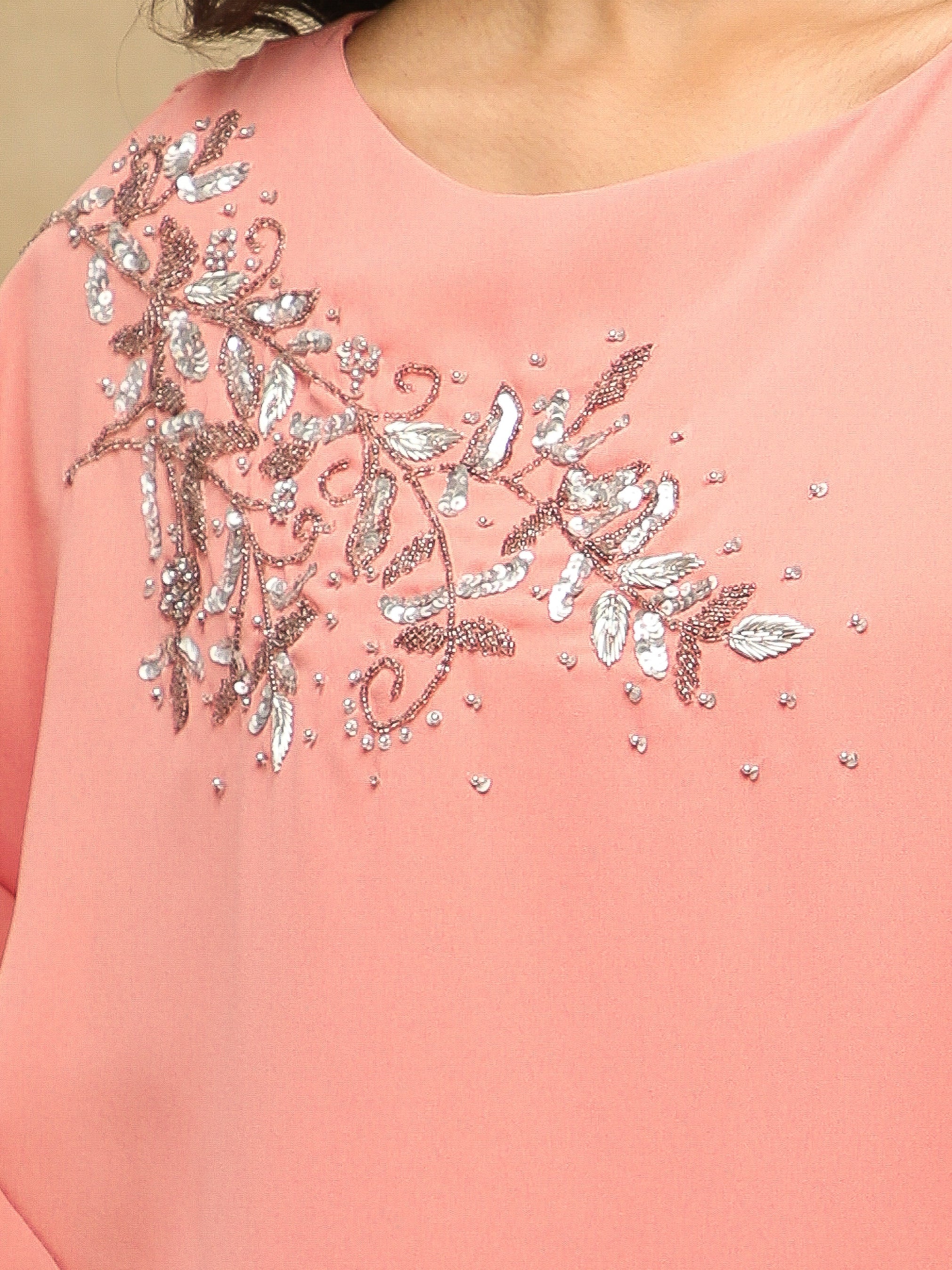 Pink Embellished Poncho
