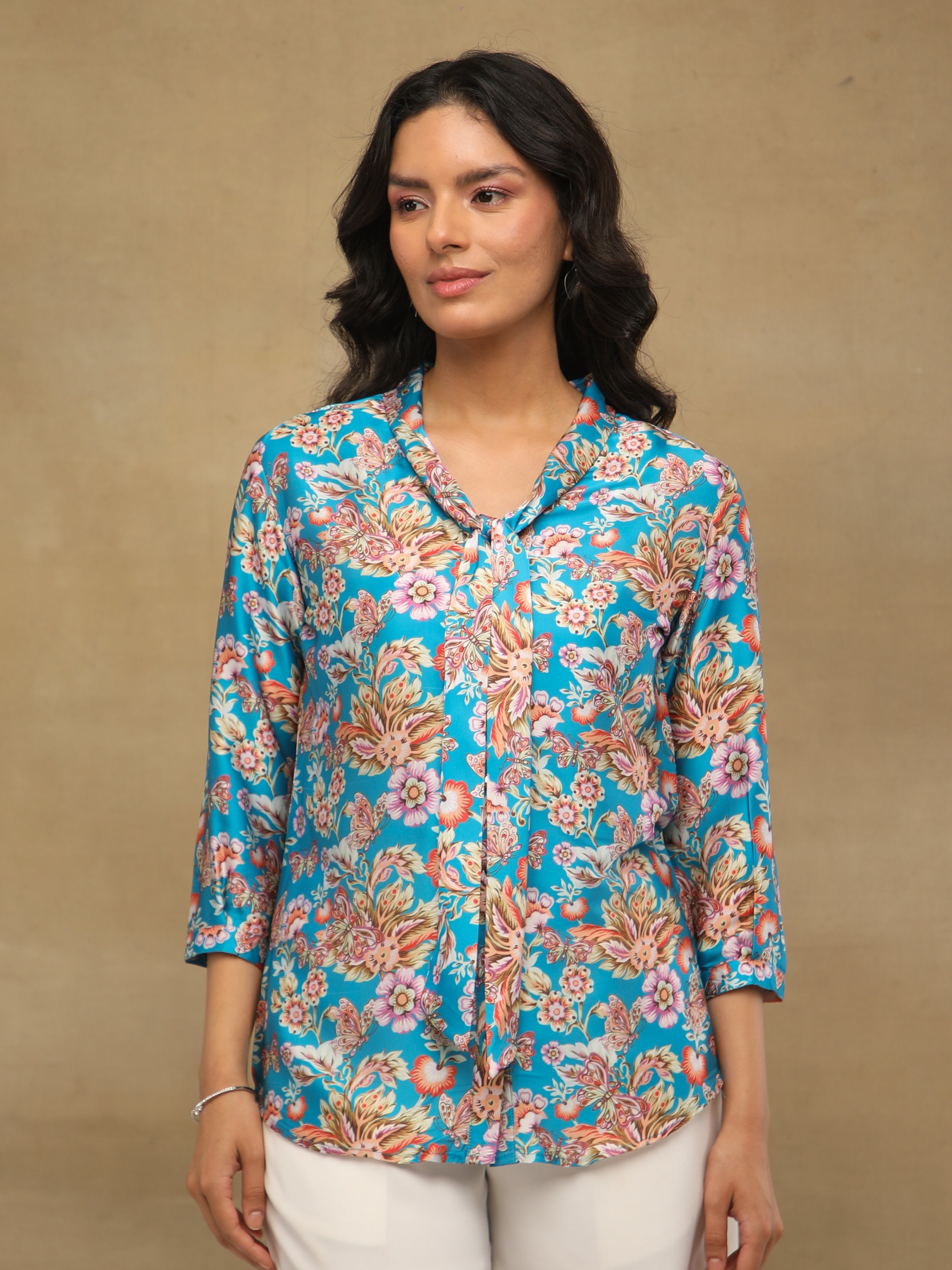 Breeze Tie-Up Satin Top