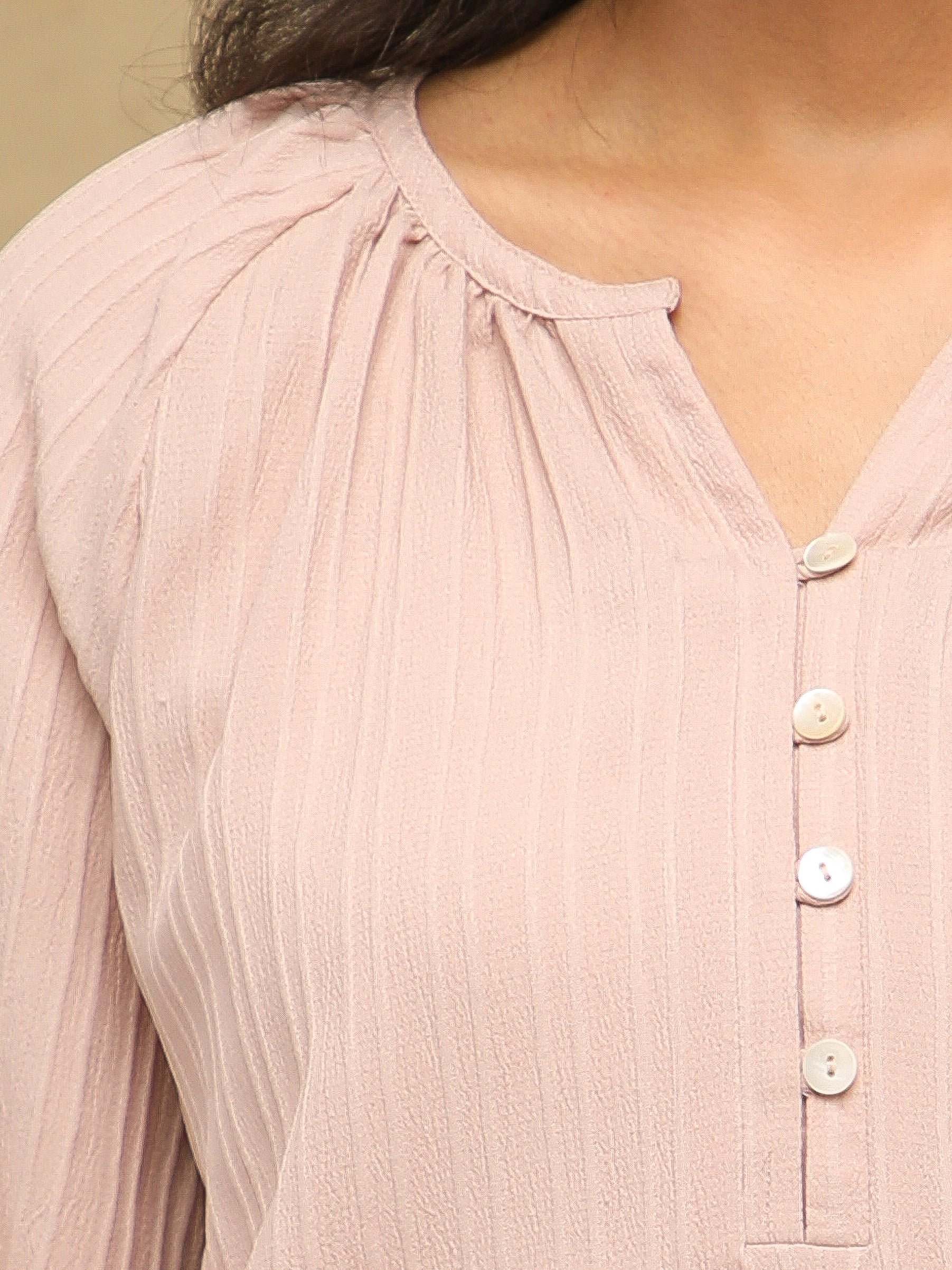Self Stripe Textured Dusty Pink Top