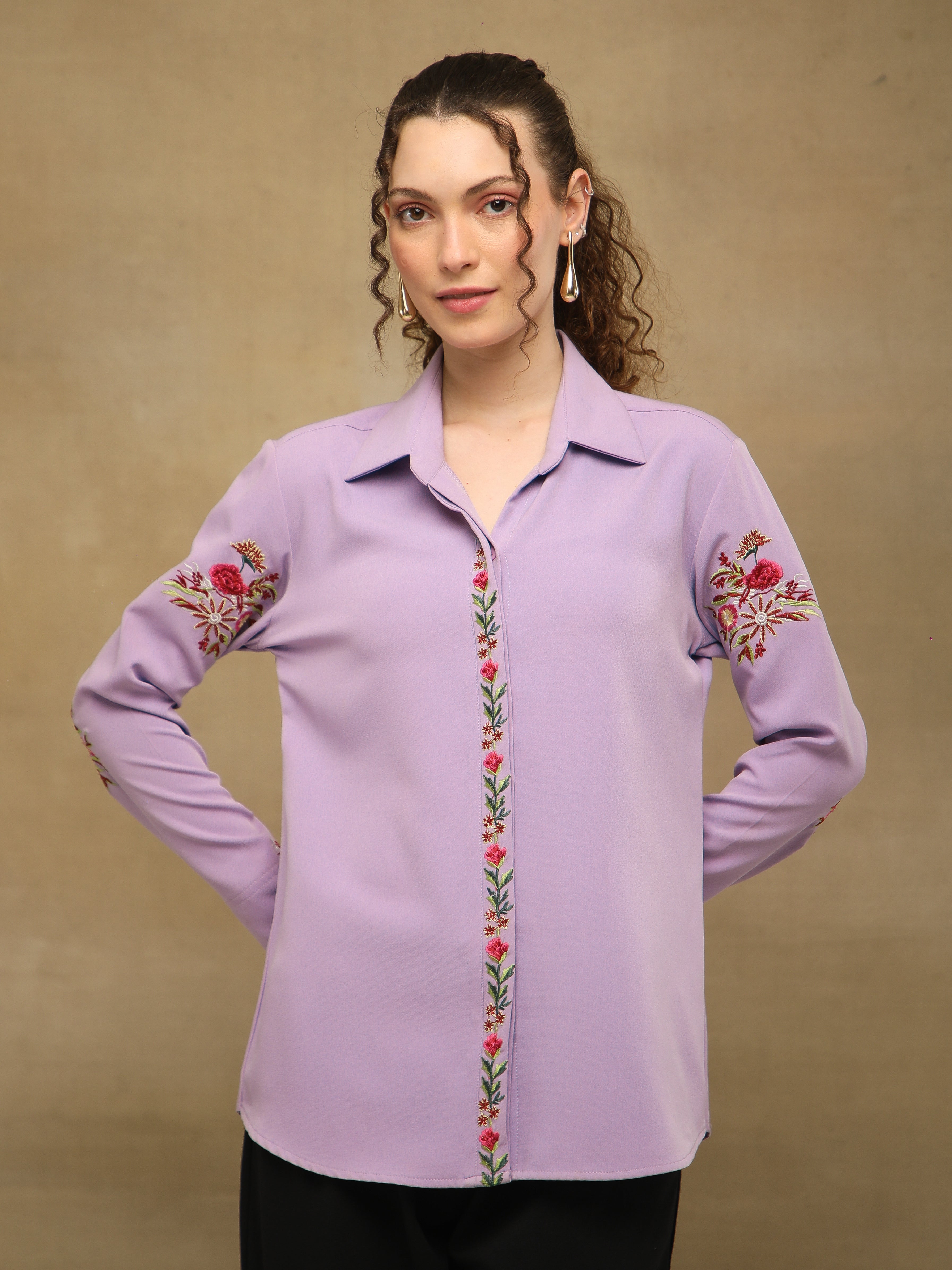 Lilac Multi Embroidered Shirt