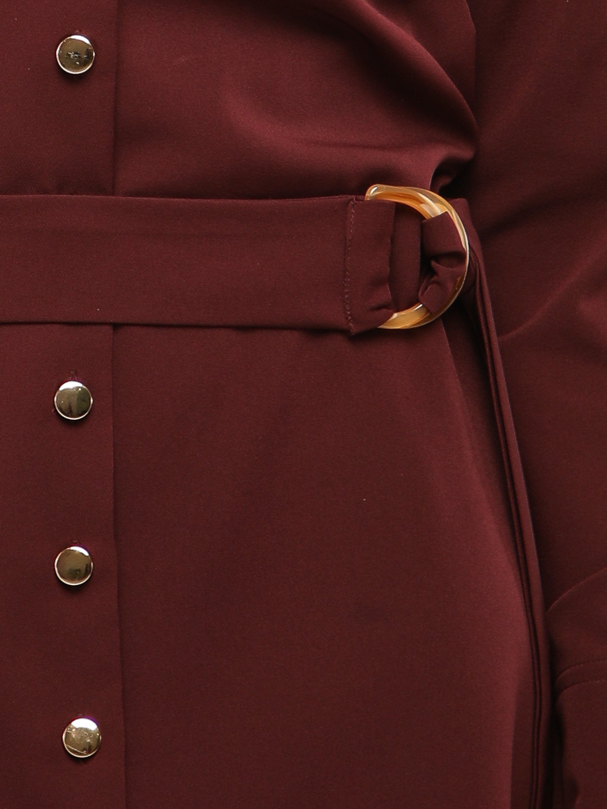Rhinestone Maroon Dress With Belt
