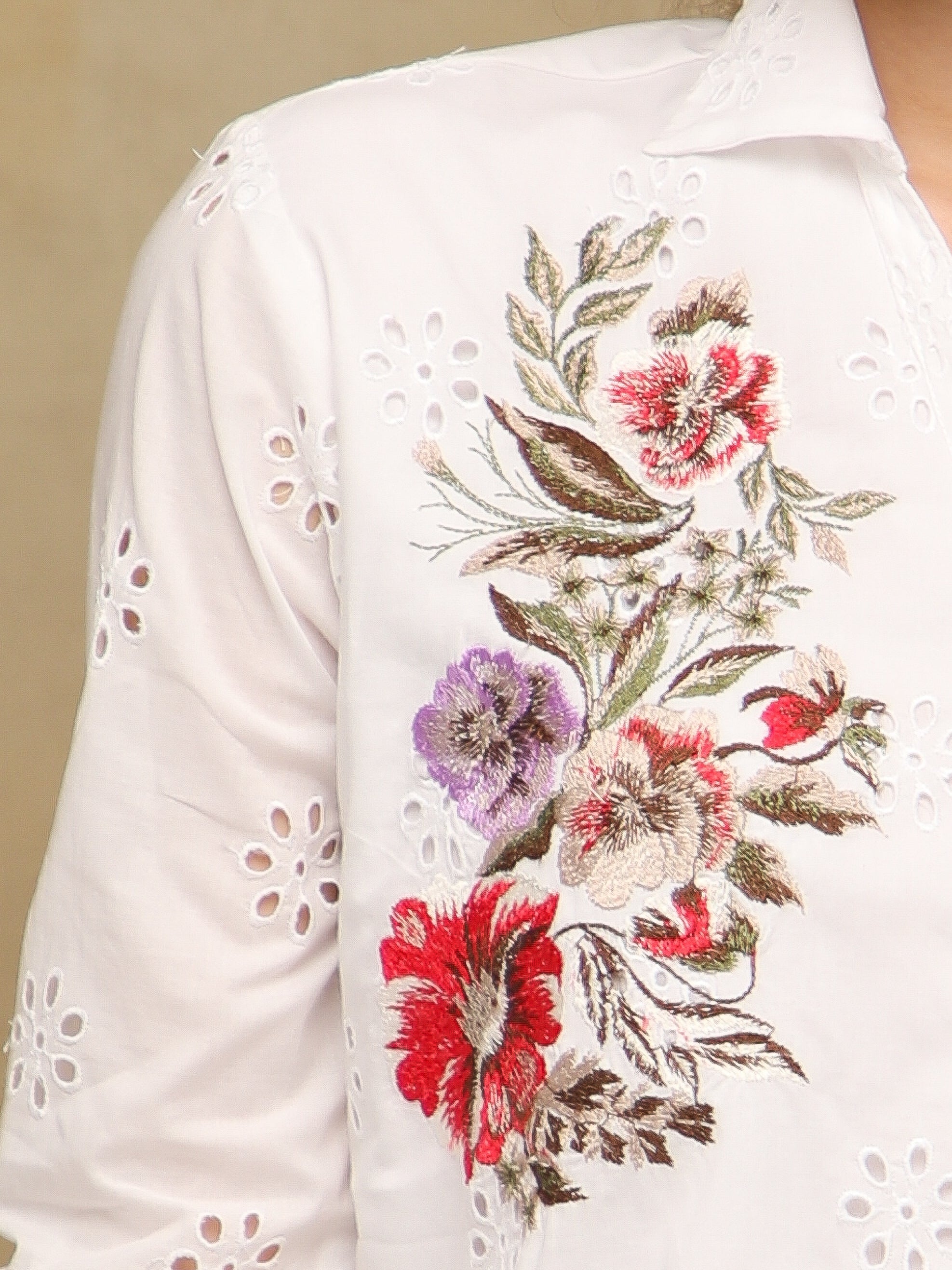 Schiffli Floral Embroidery Shirt