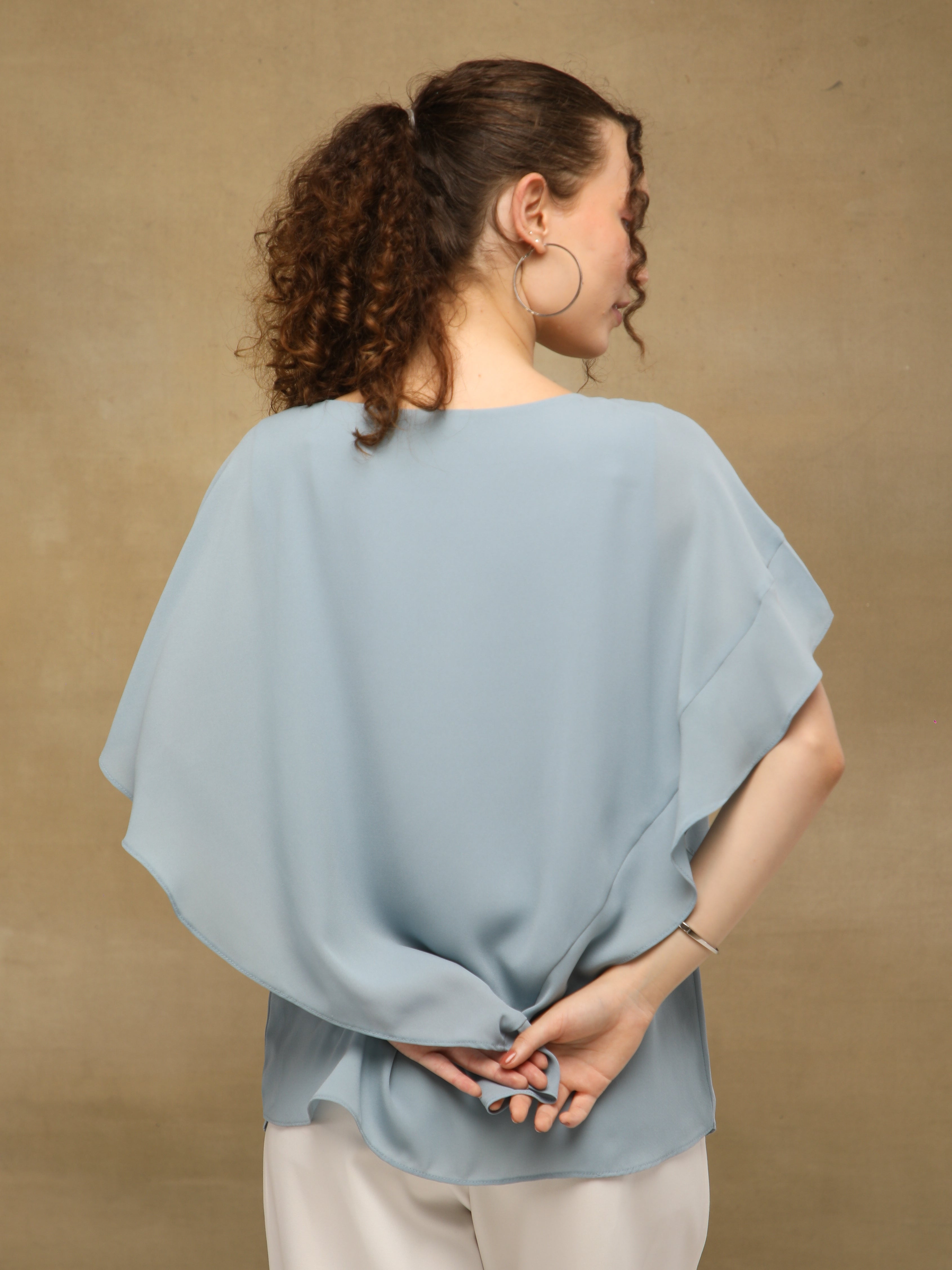 Light Blue Embellished Poncho