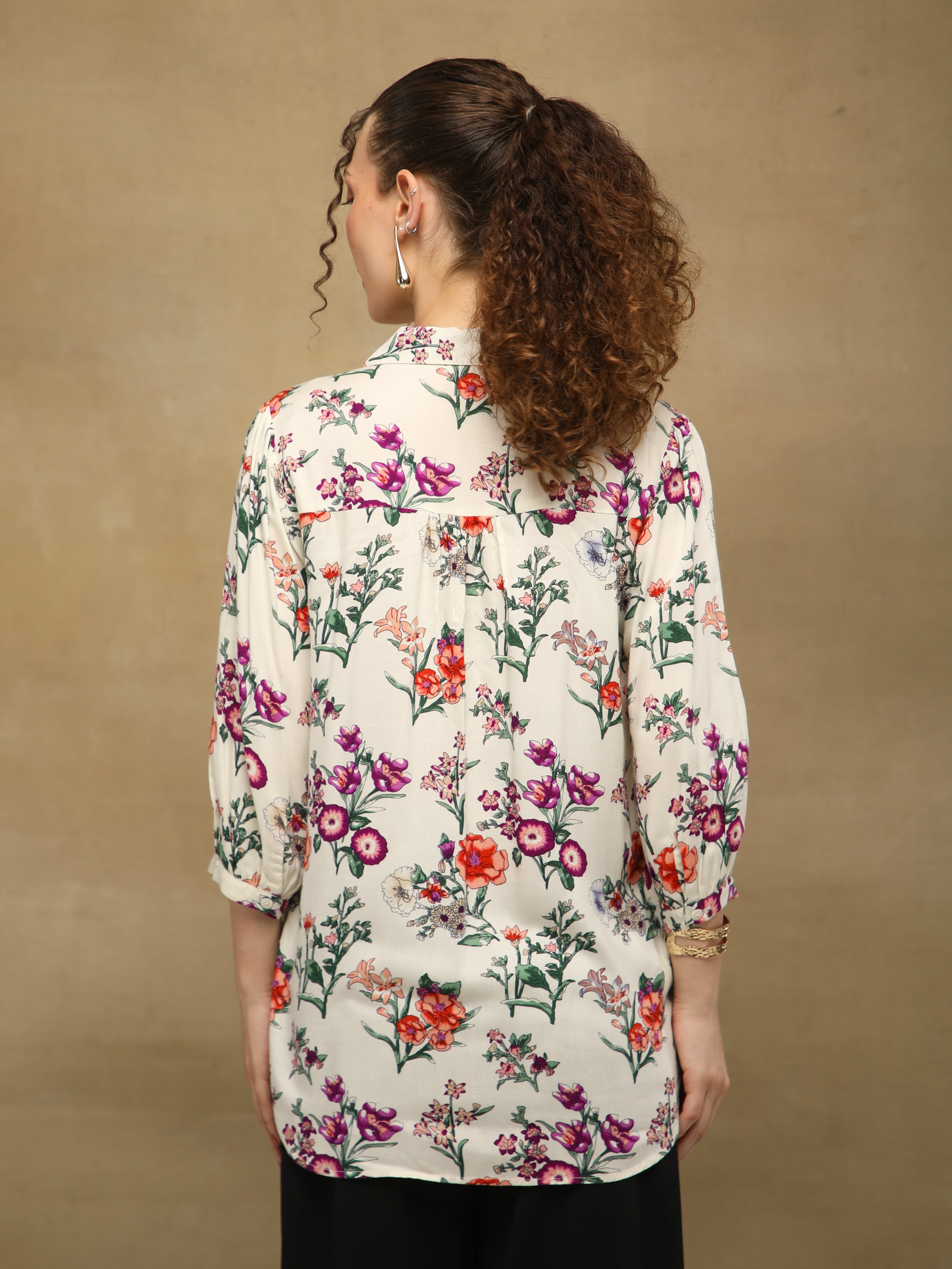 Floral Pintuck White Shirt