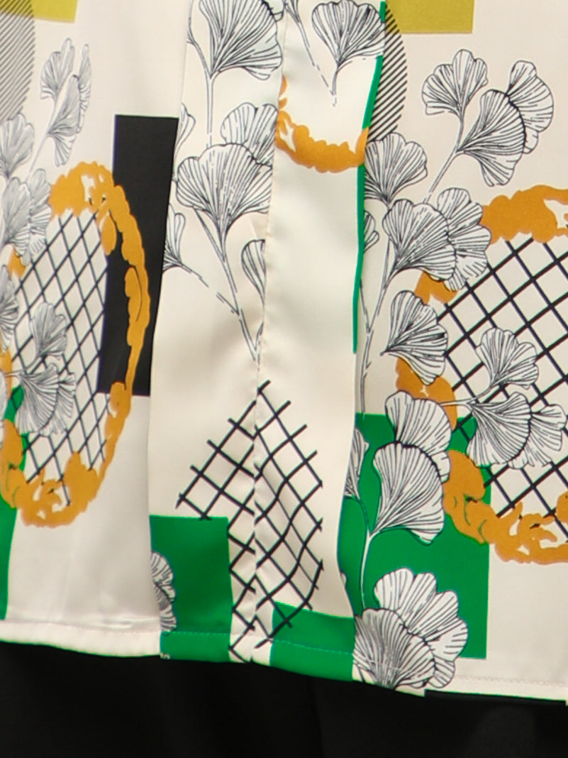 Green Box Print Top