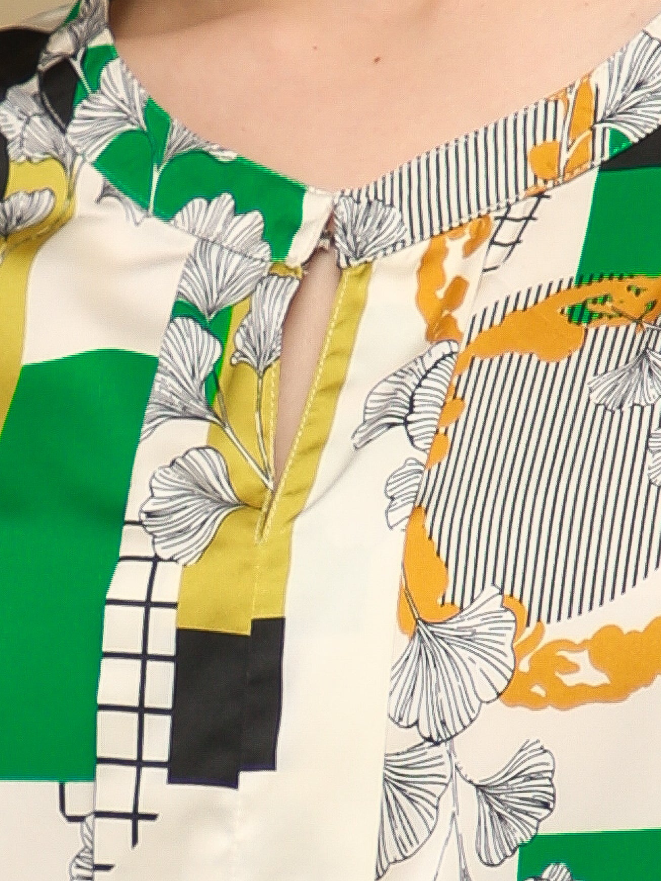 Green Box Print Top
