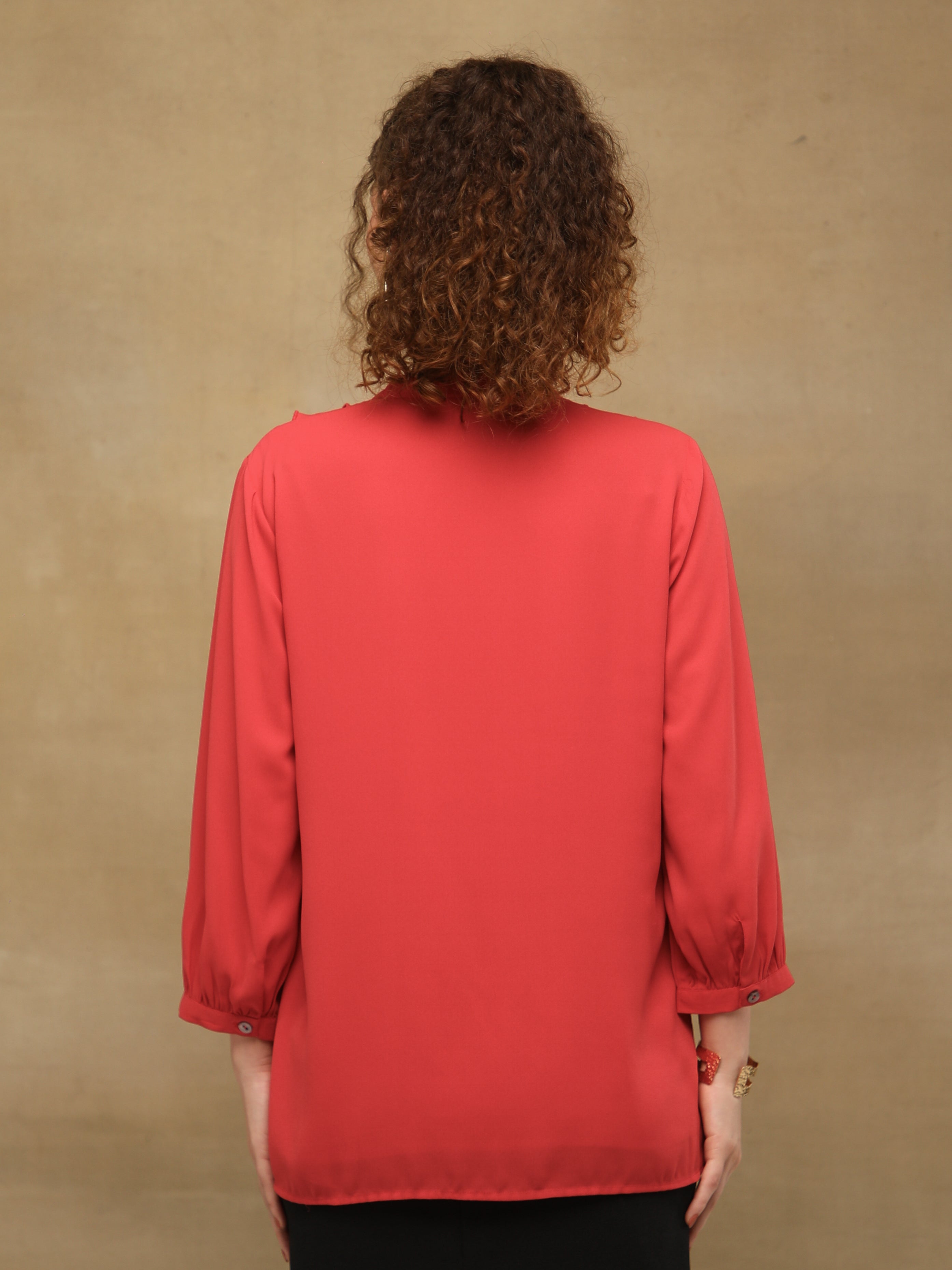 Front Frill Red Shirt