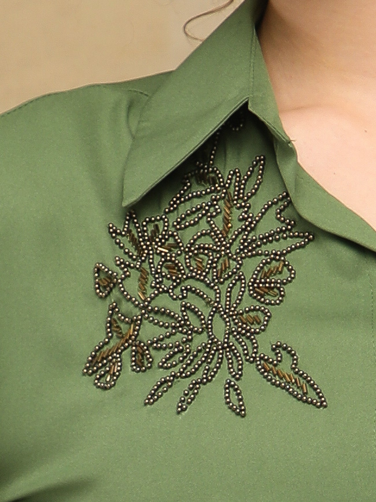 Olive Crest Sequin Shirt