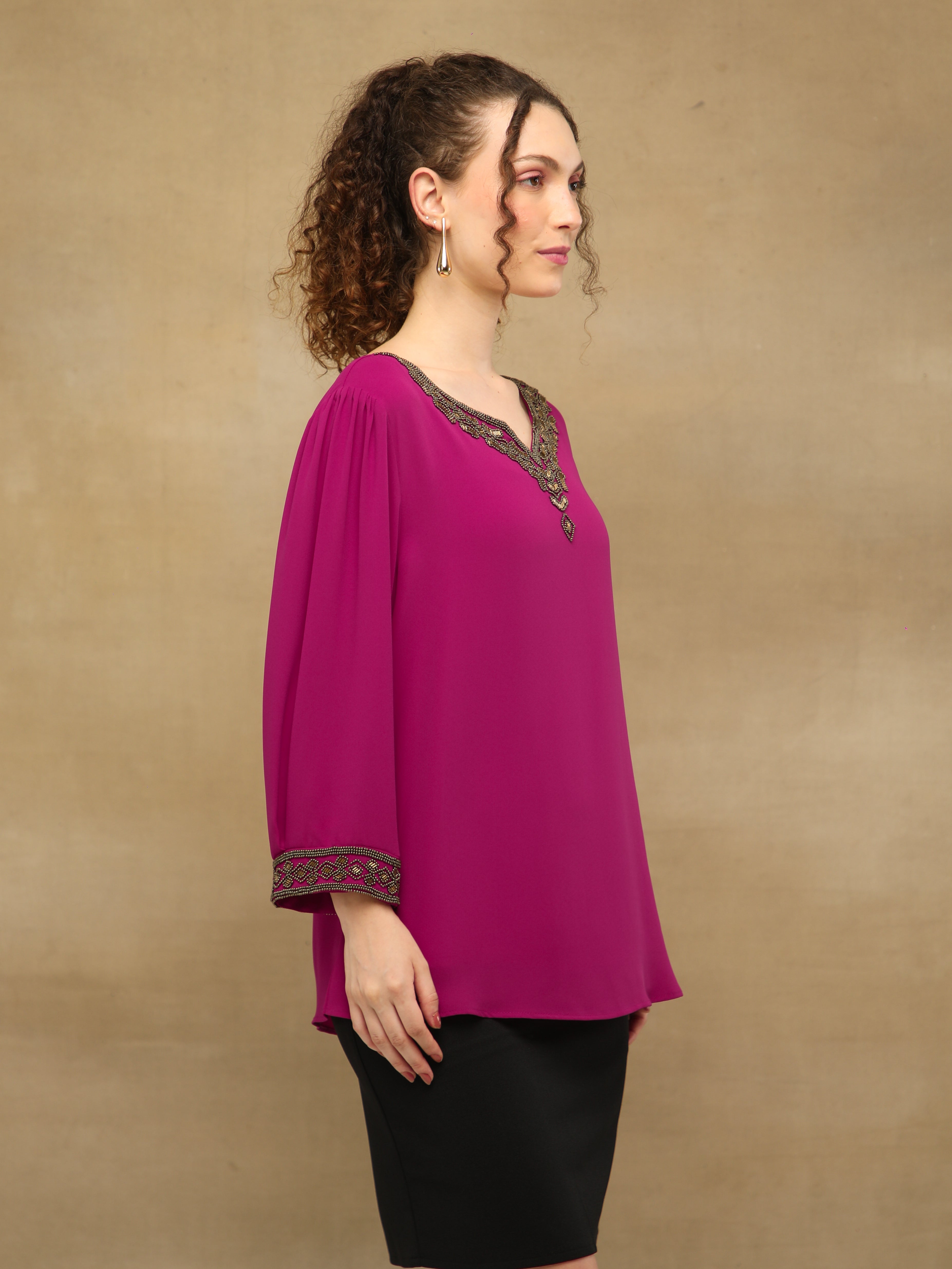 Copper Outline Magenta Top