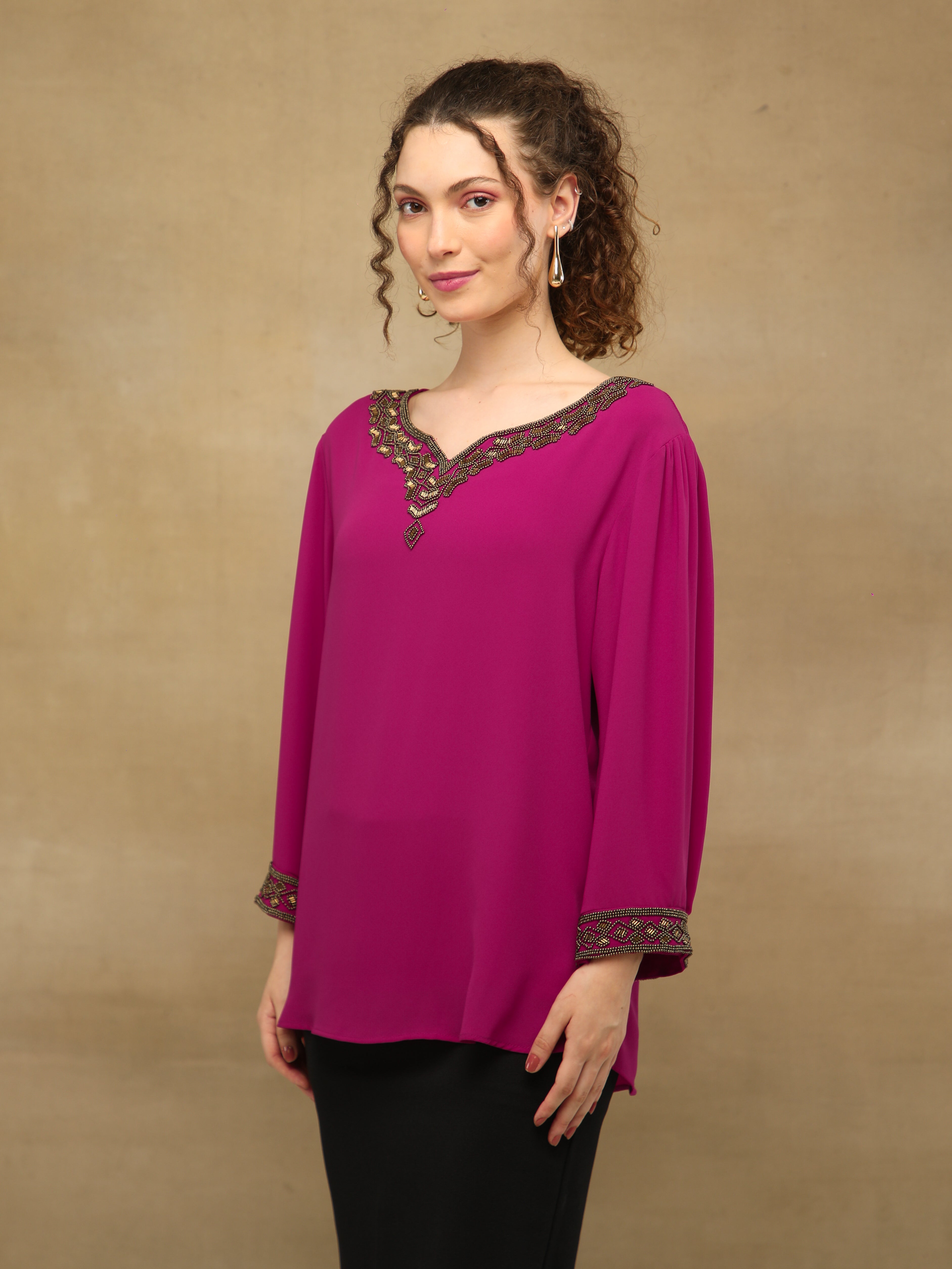 Copper Outline Magenta Top