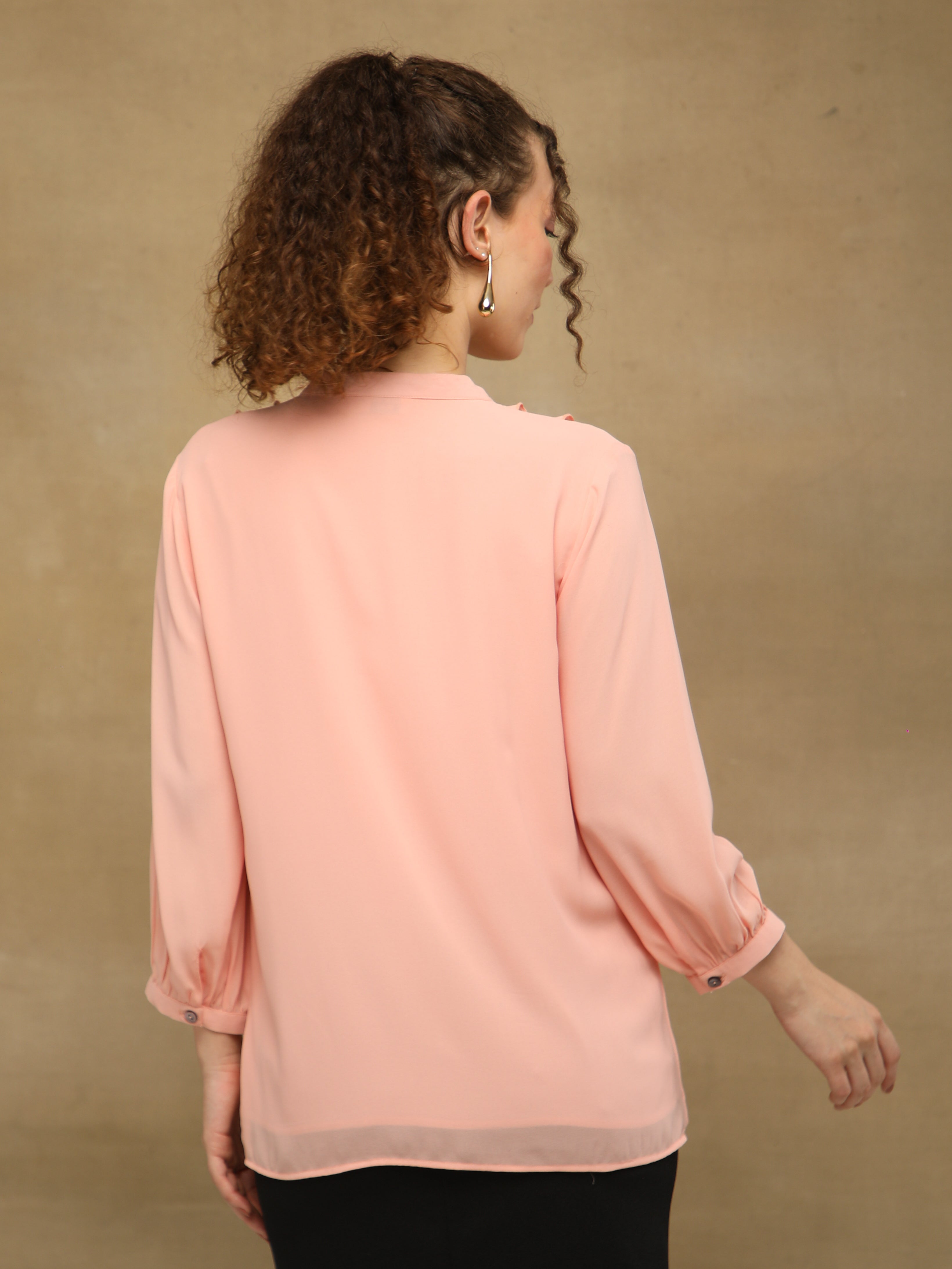 Front Frill Peach Shirt