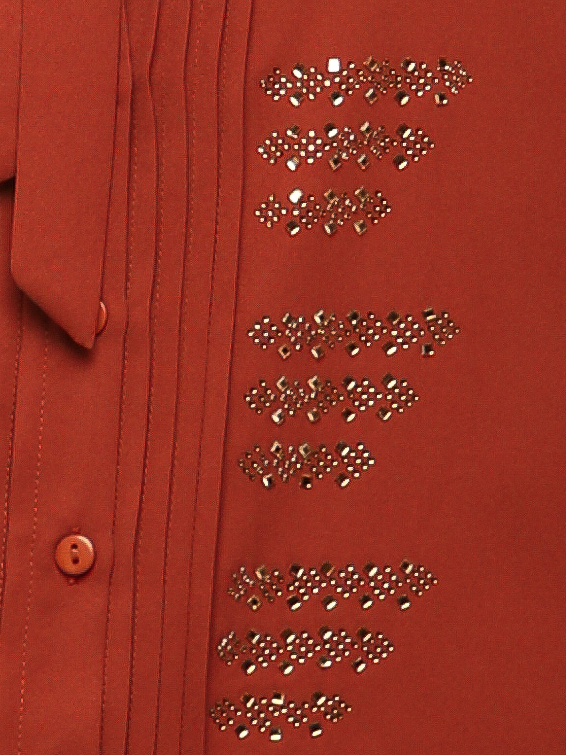 Rust Linear Swarovski Tie-up Shirt