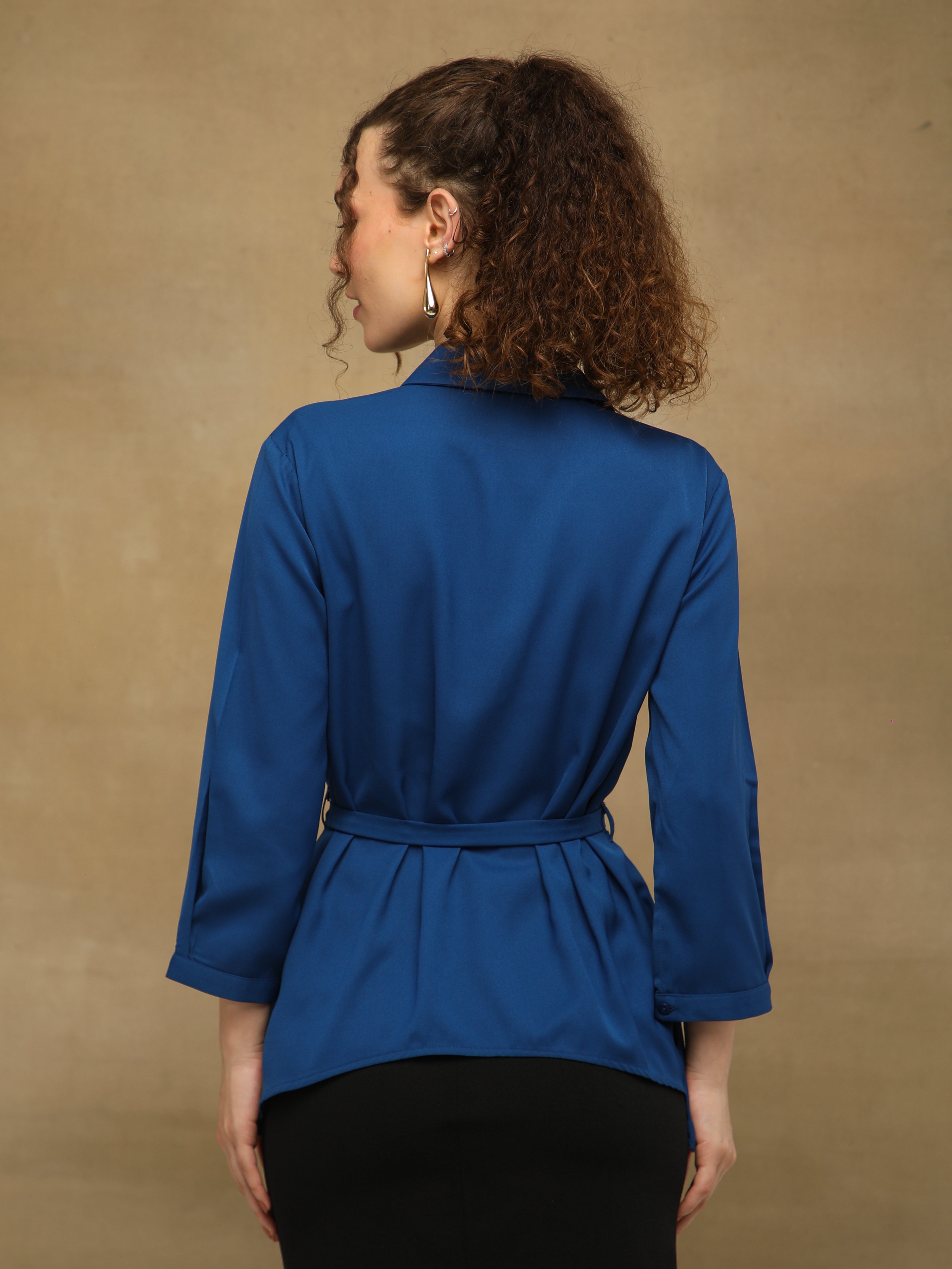 Royal Blue Crest Sequin Shirt