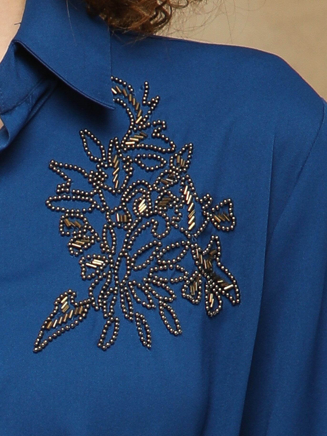 Royal Blue Crest Sequin Shirt