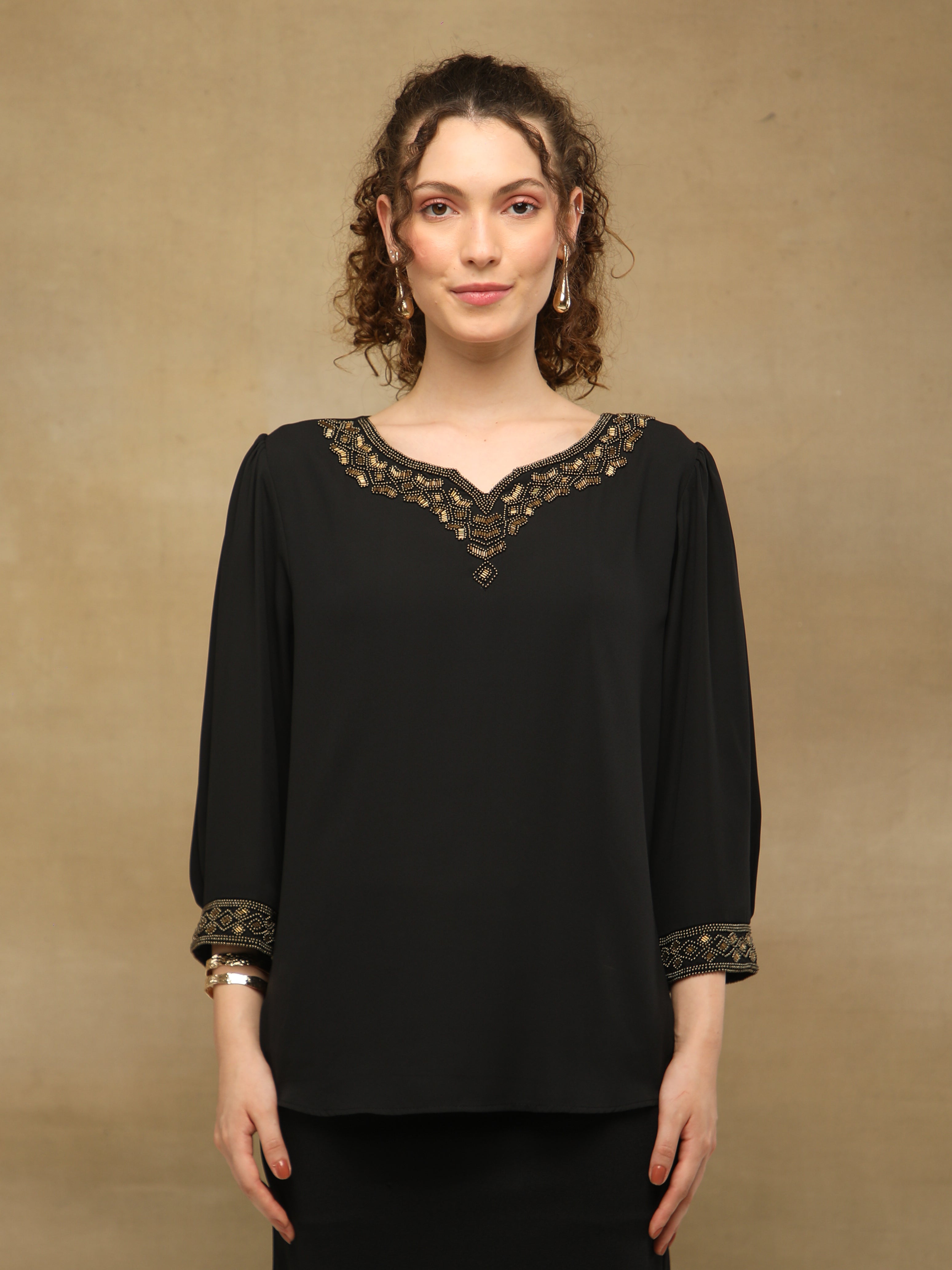 Copper Outline Black Top