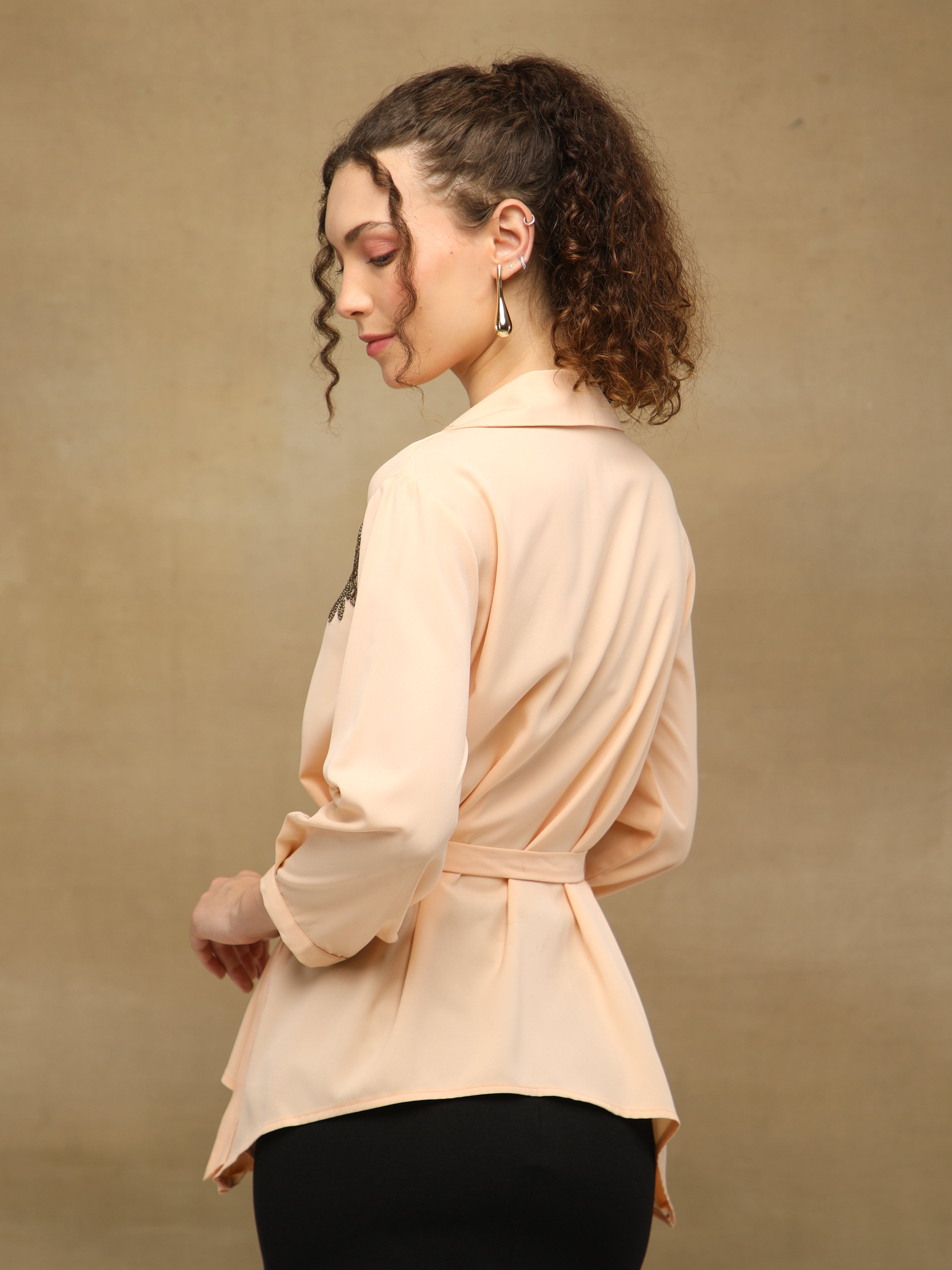 Peach Crest Sequin Shirt