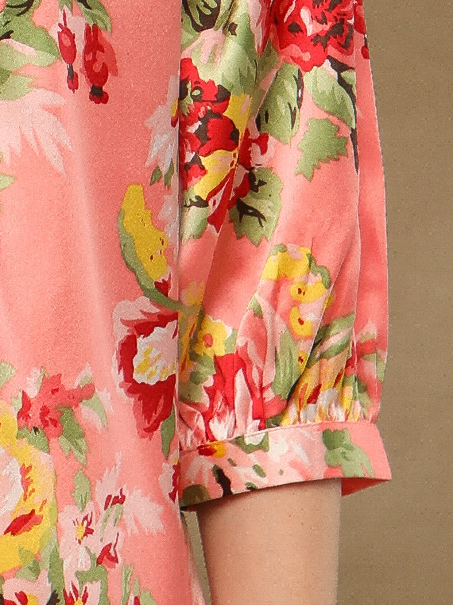 Front Yoke Gather Coral Shirt