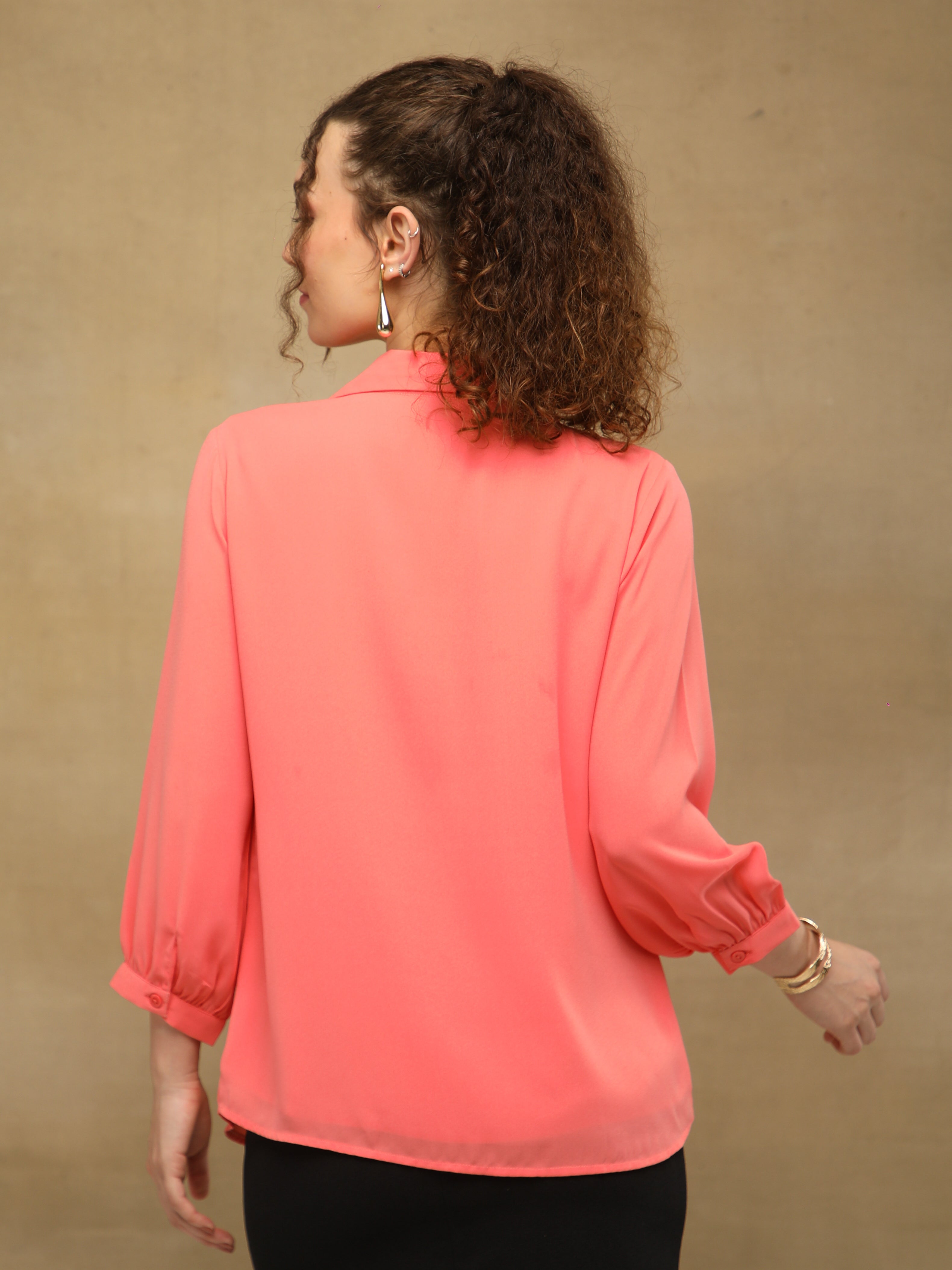 Coral Triple Flower Sequin Shirt