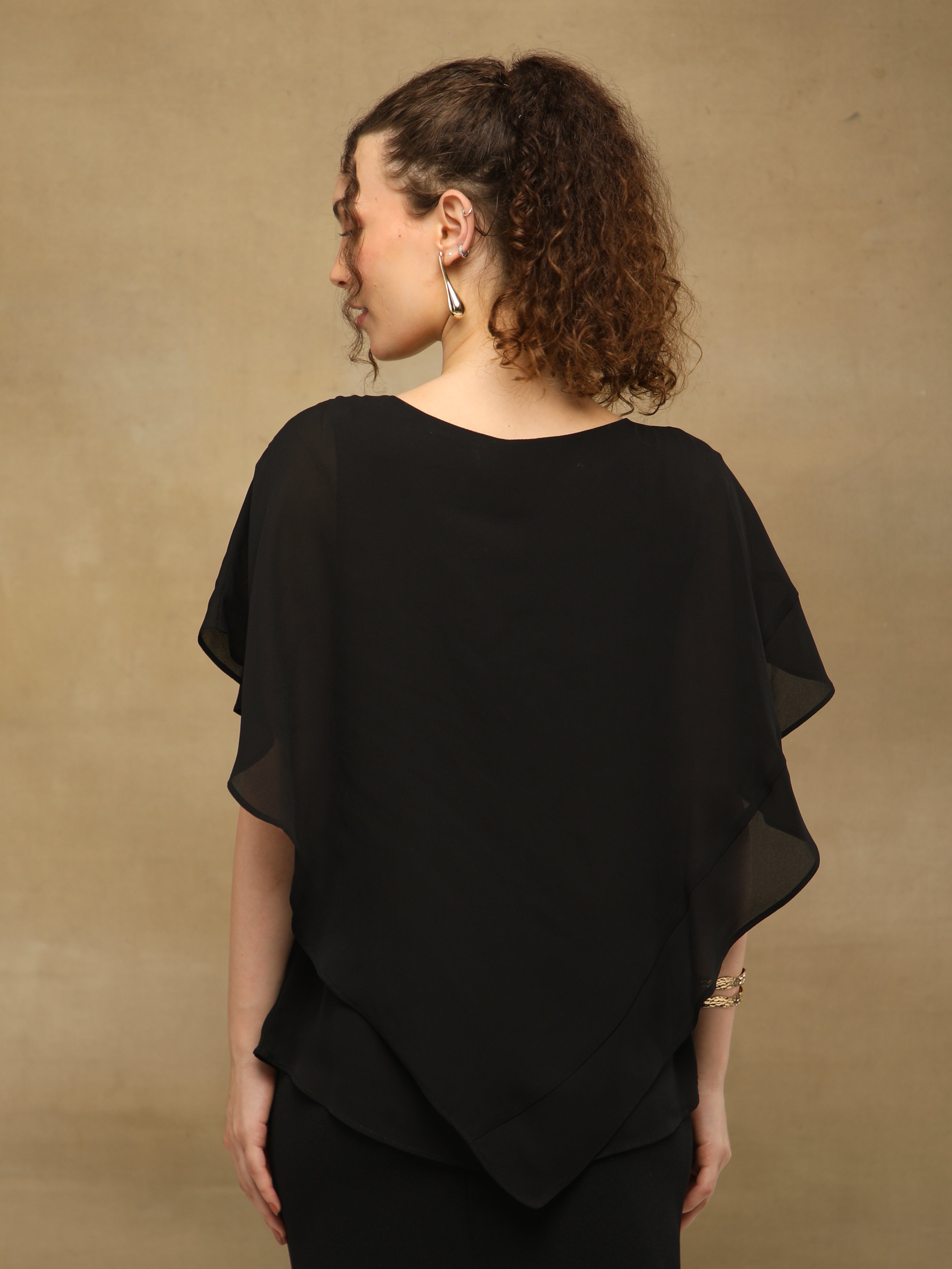 Black Embellished Poncho
