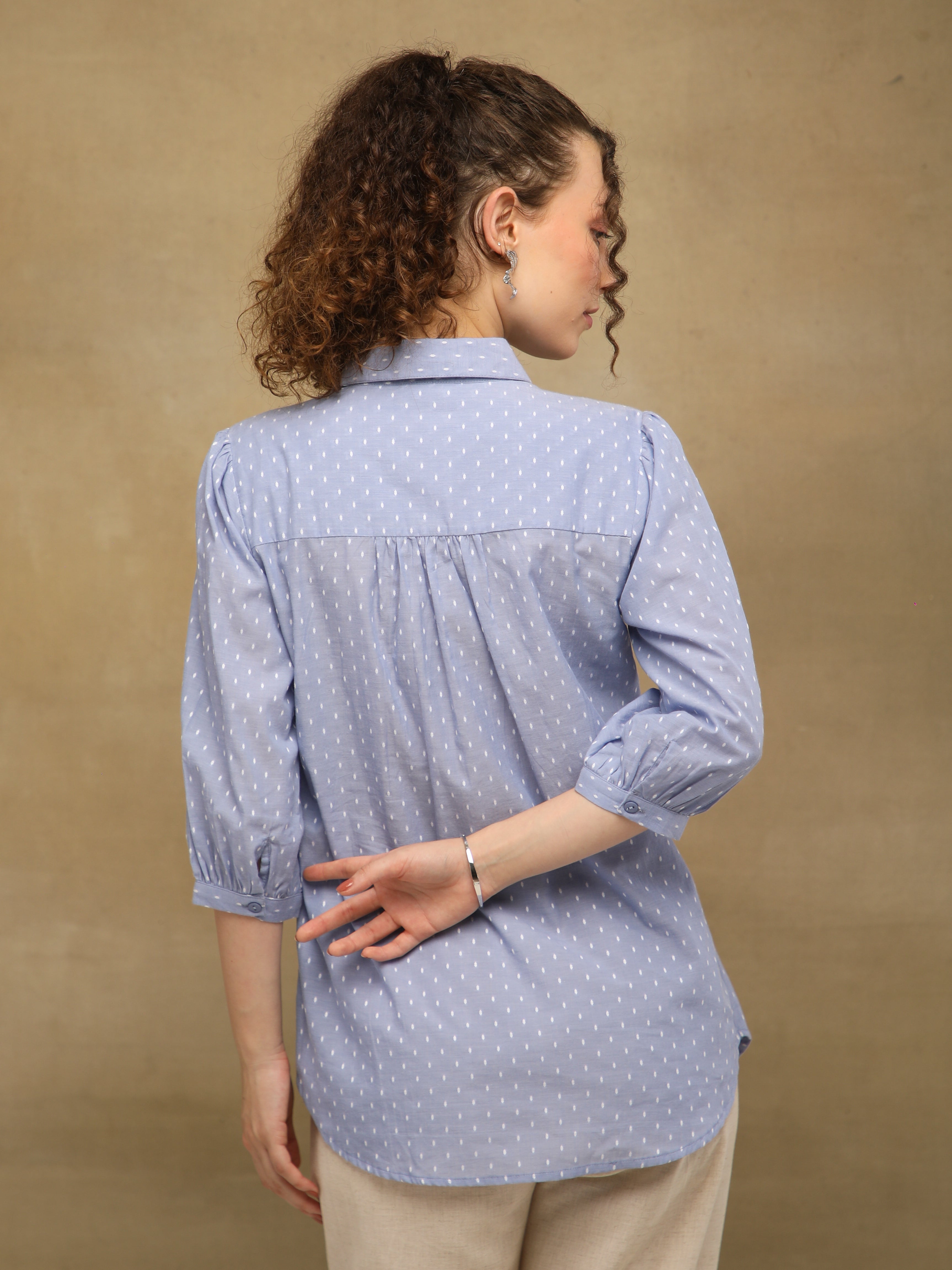 Powder Blue Pintuck Shirt