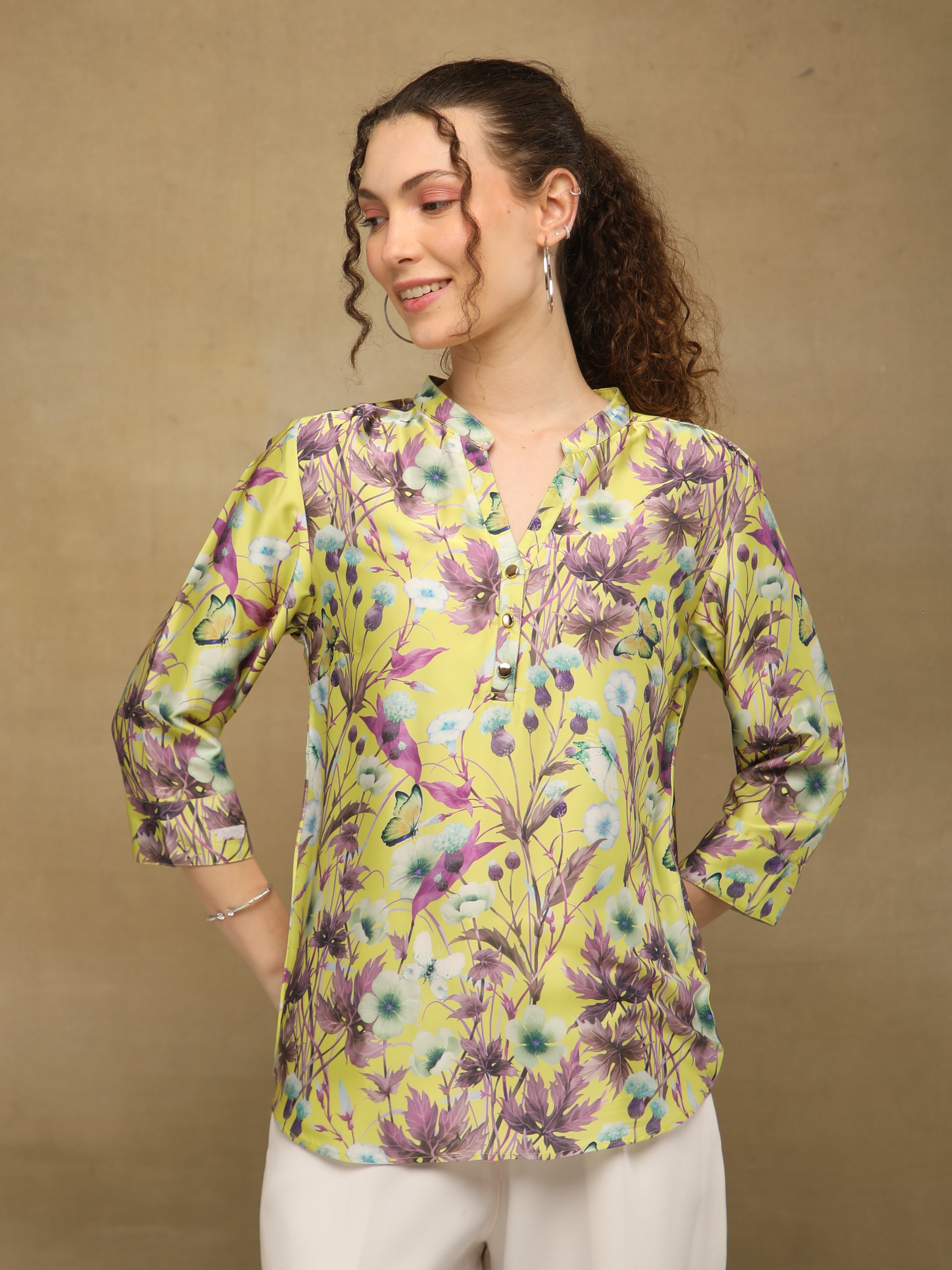 Chinar Satin Printed Top