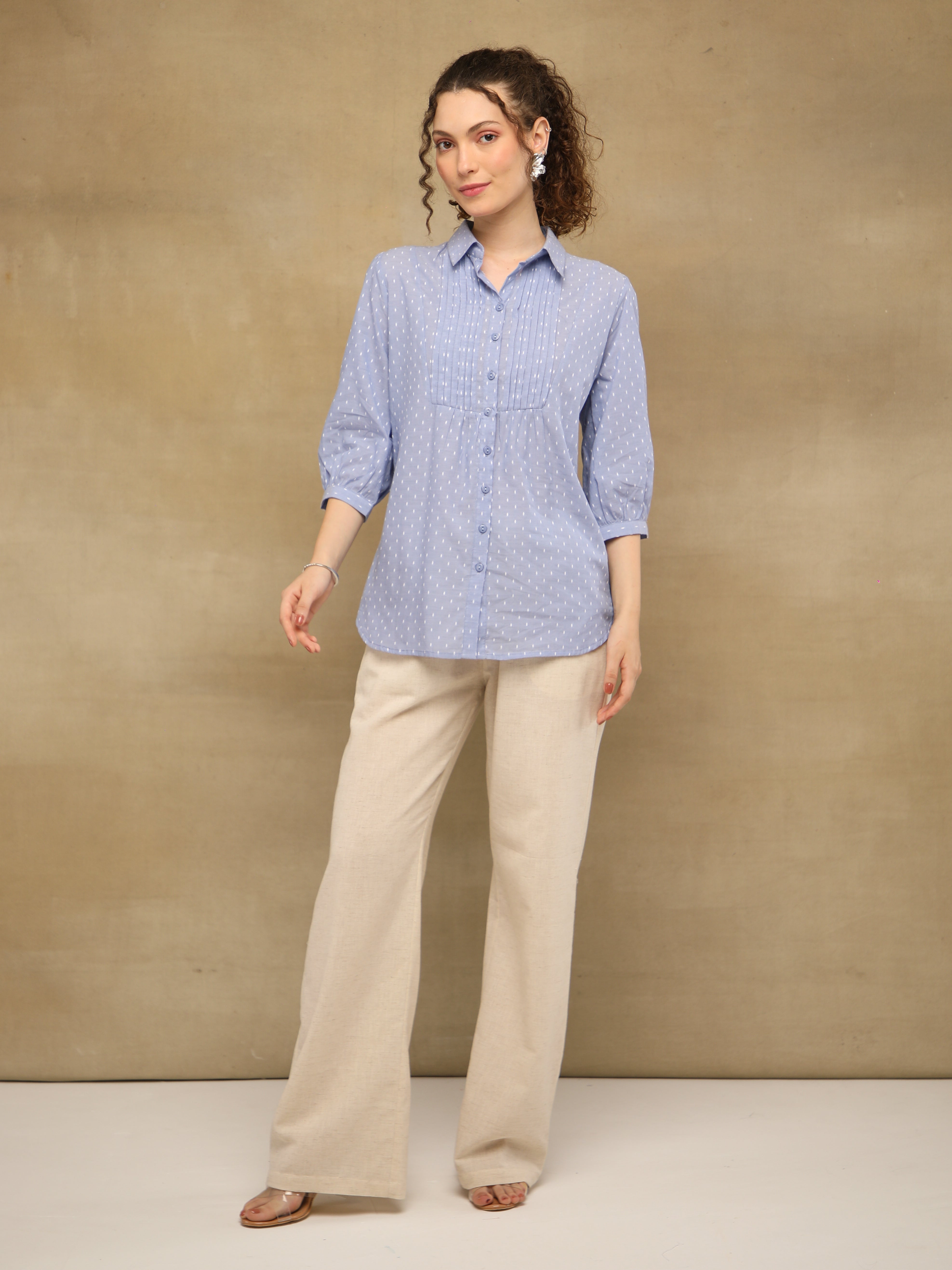 Powder Blue Pintuck Shirt