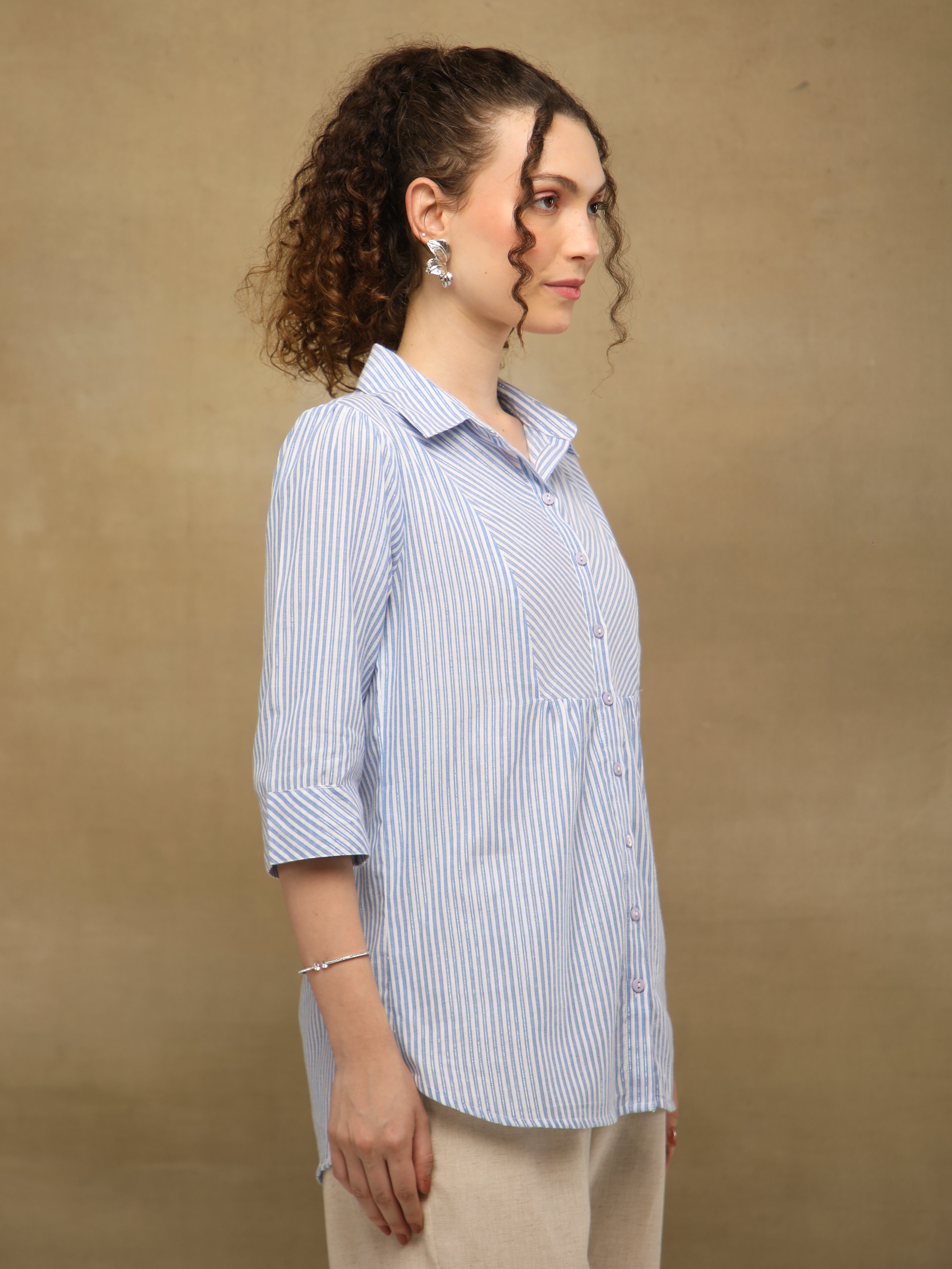Sky Blue Stripe Cotton Shirt
