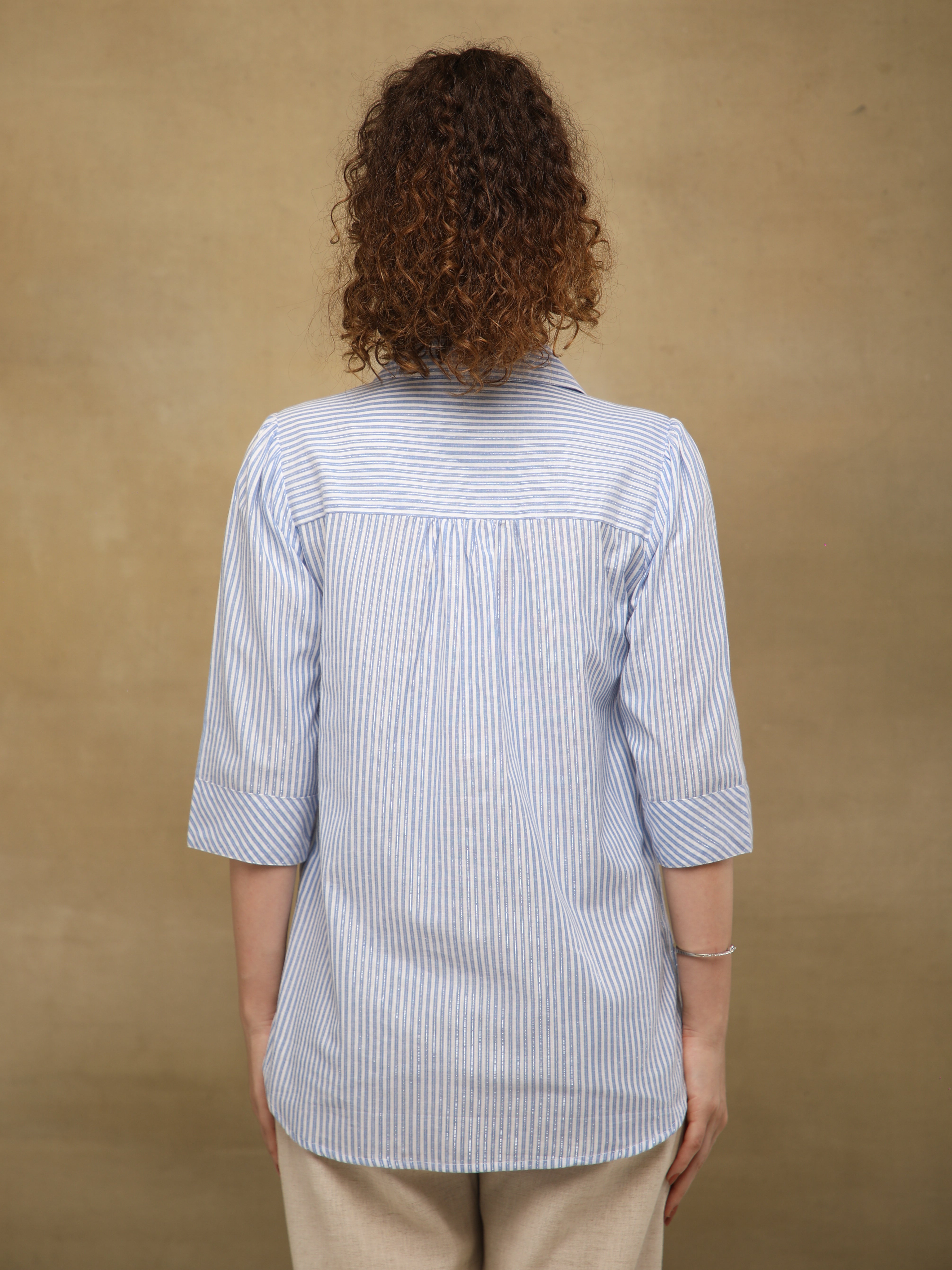 Sky Blue Stripe Cotton Shirt