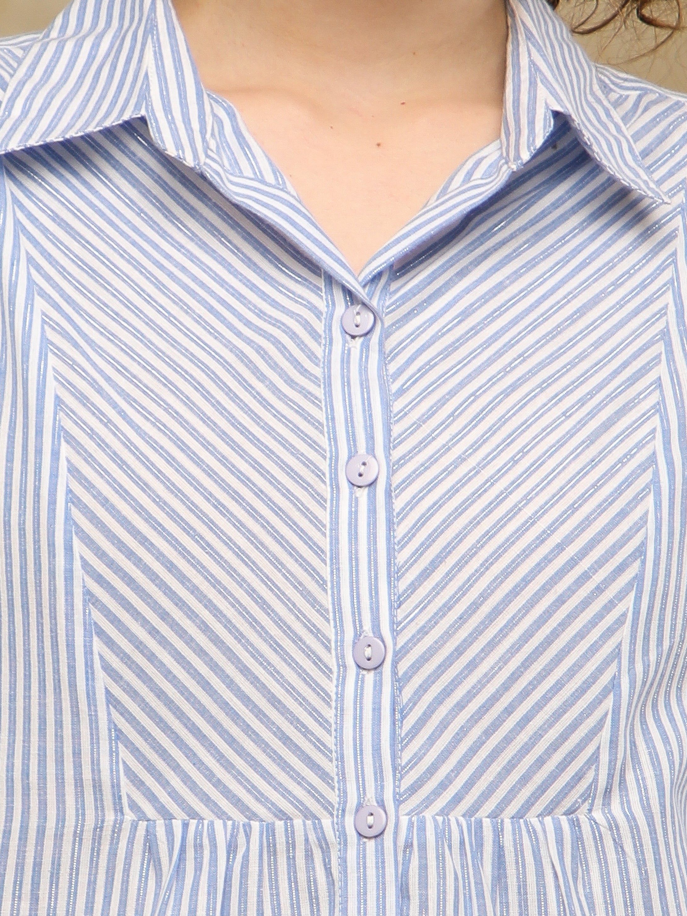 Sky Blue Stripe Cotton Shirt