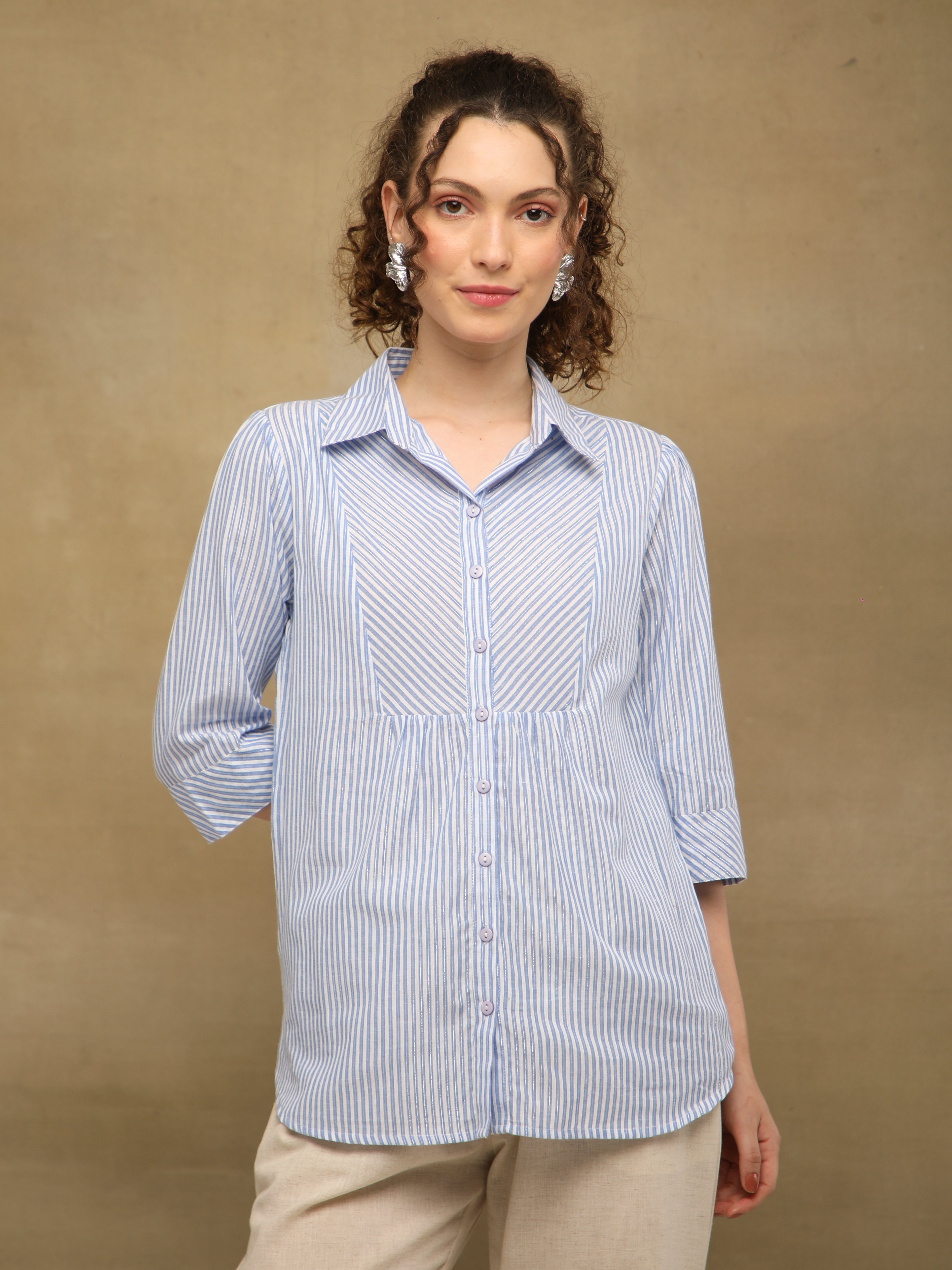 Sky Blue Stripe Cotton Shirt