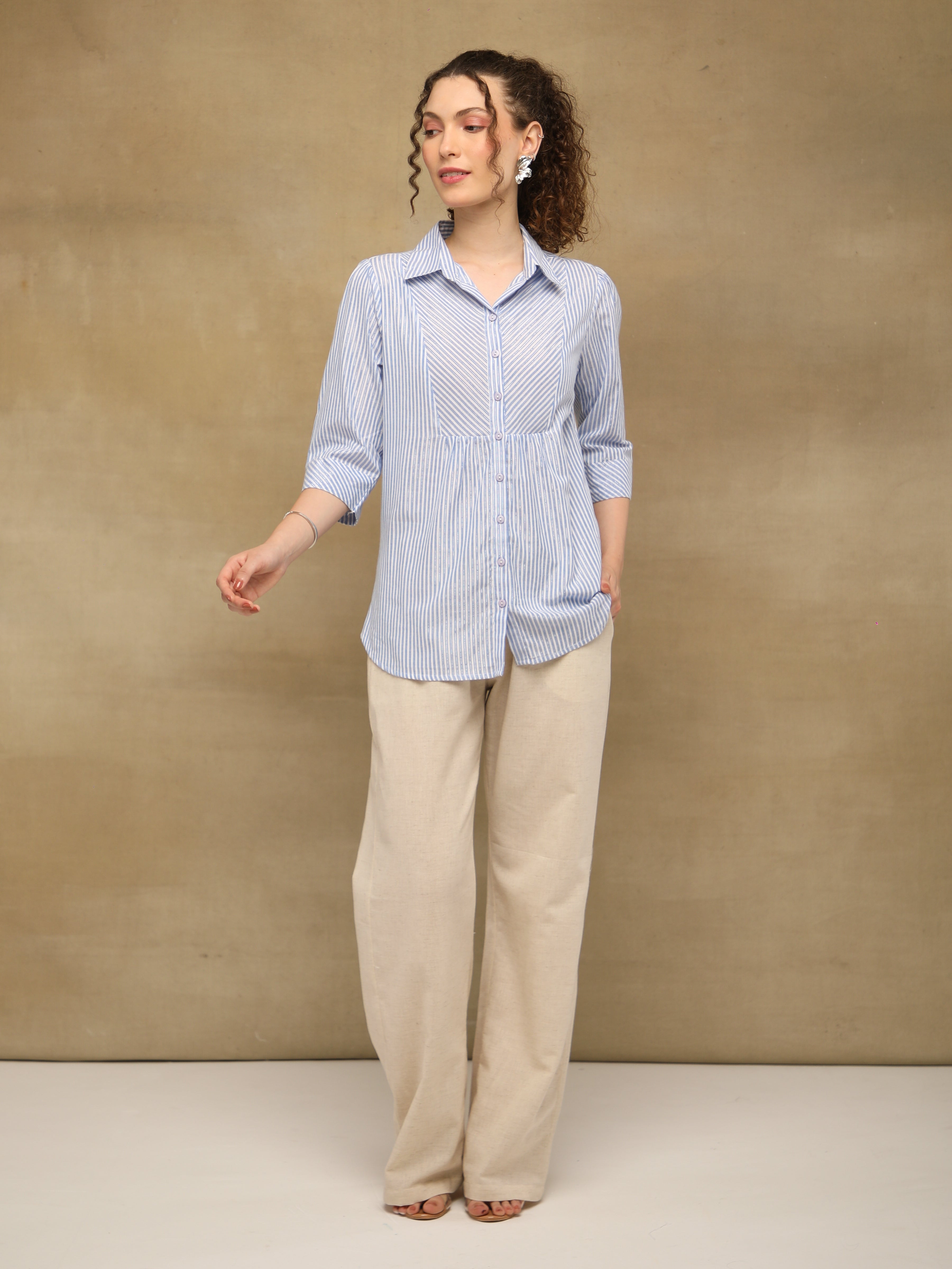 Sky Blue Stripe Cotton Shirt