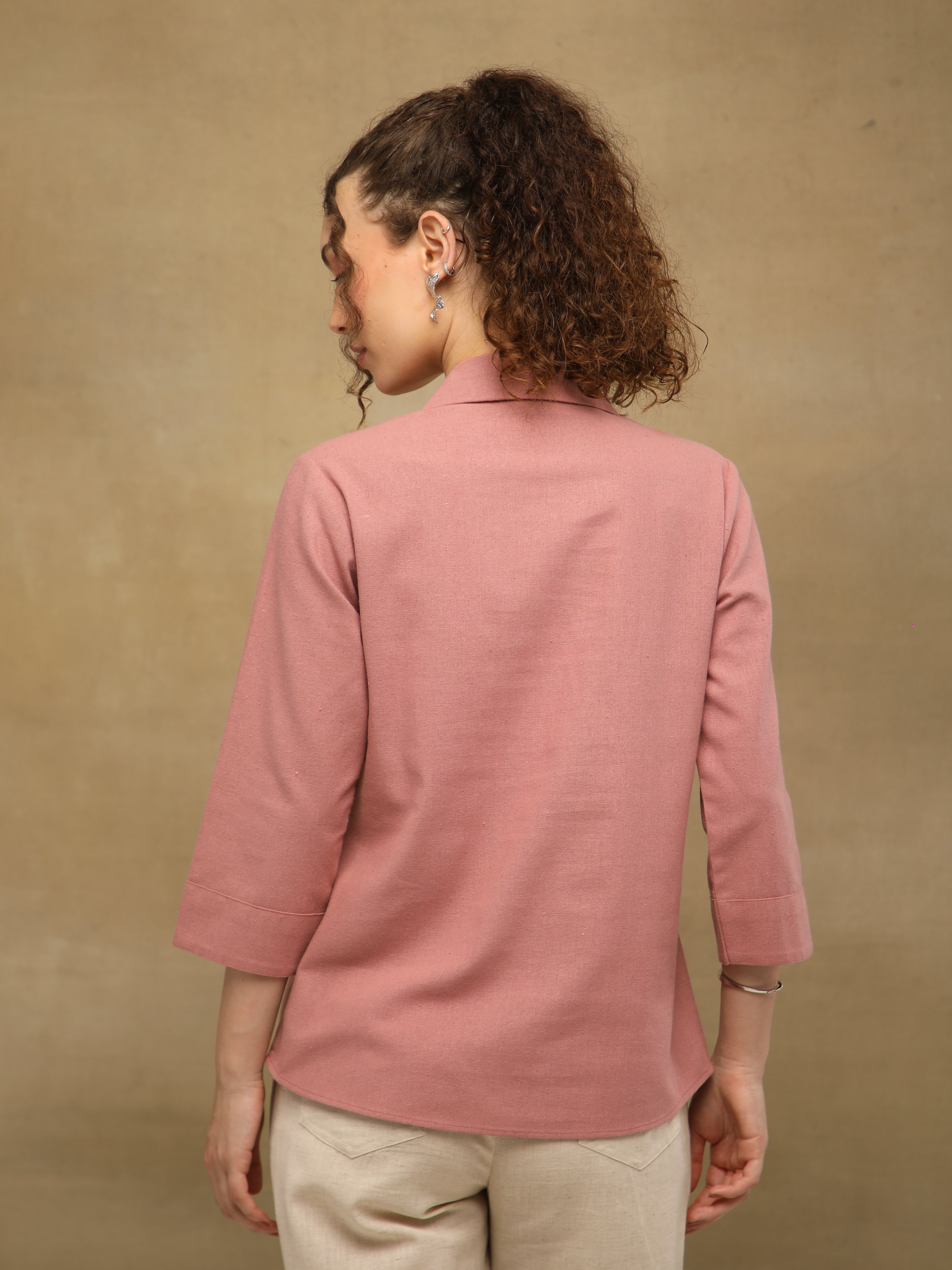 Linen Rosette Garden Embroidered Shirt