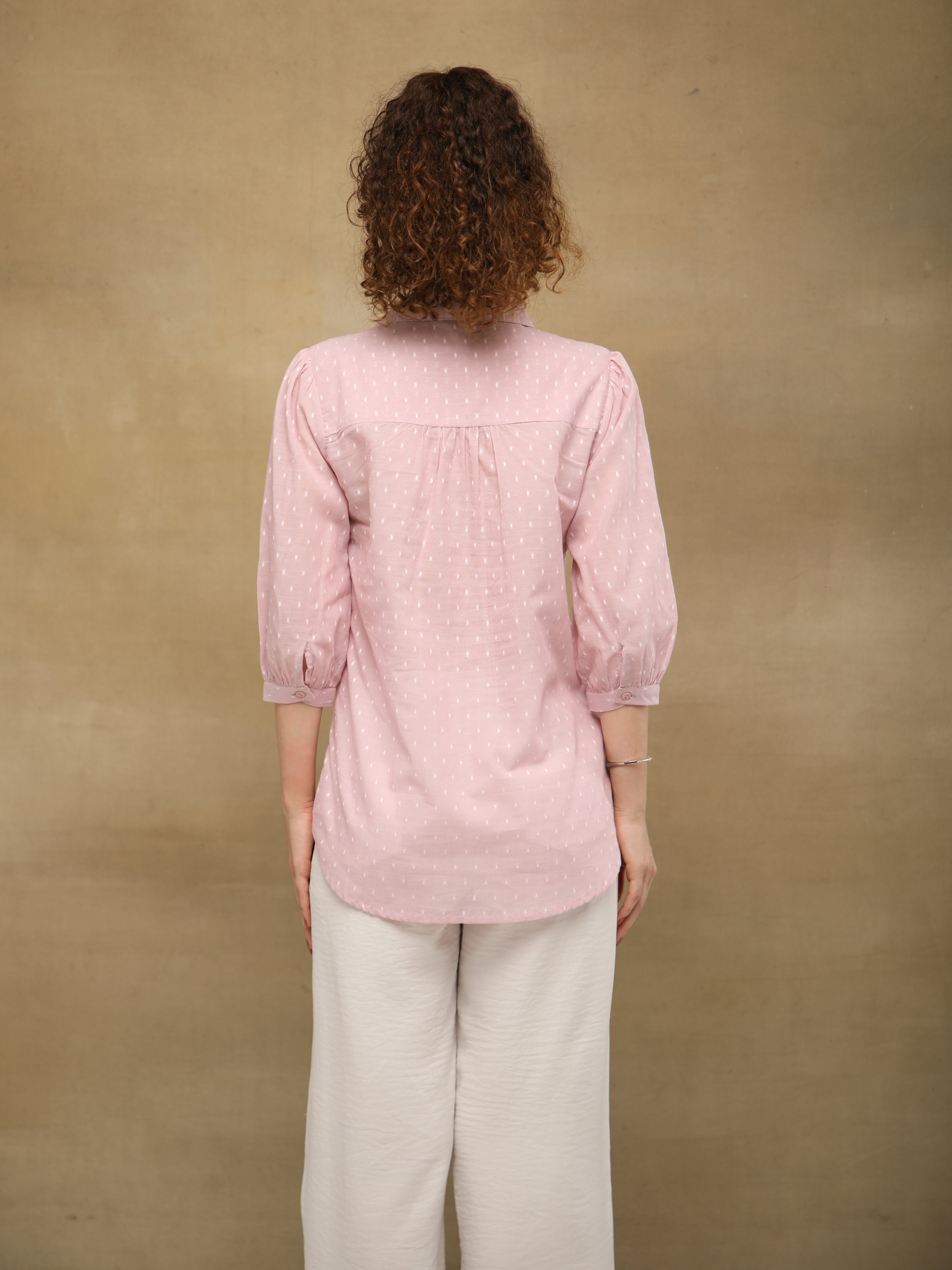 Powder Pink Pintuck Shirt