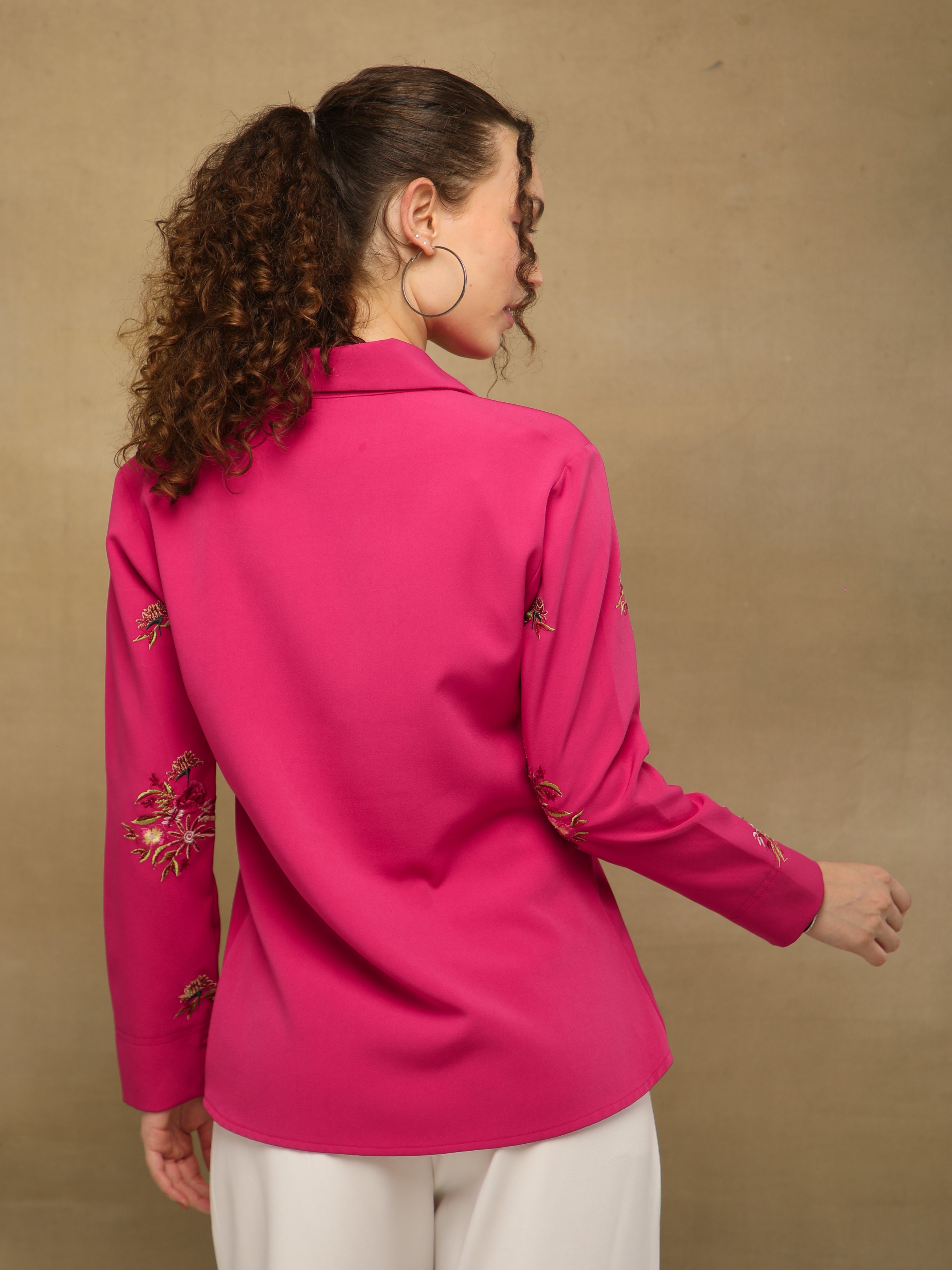Fuchsia Multi Embroidered Shirt