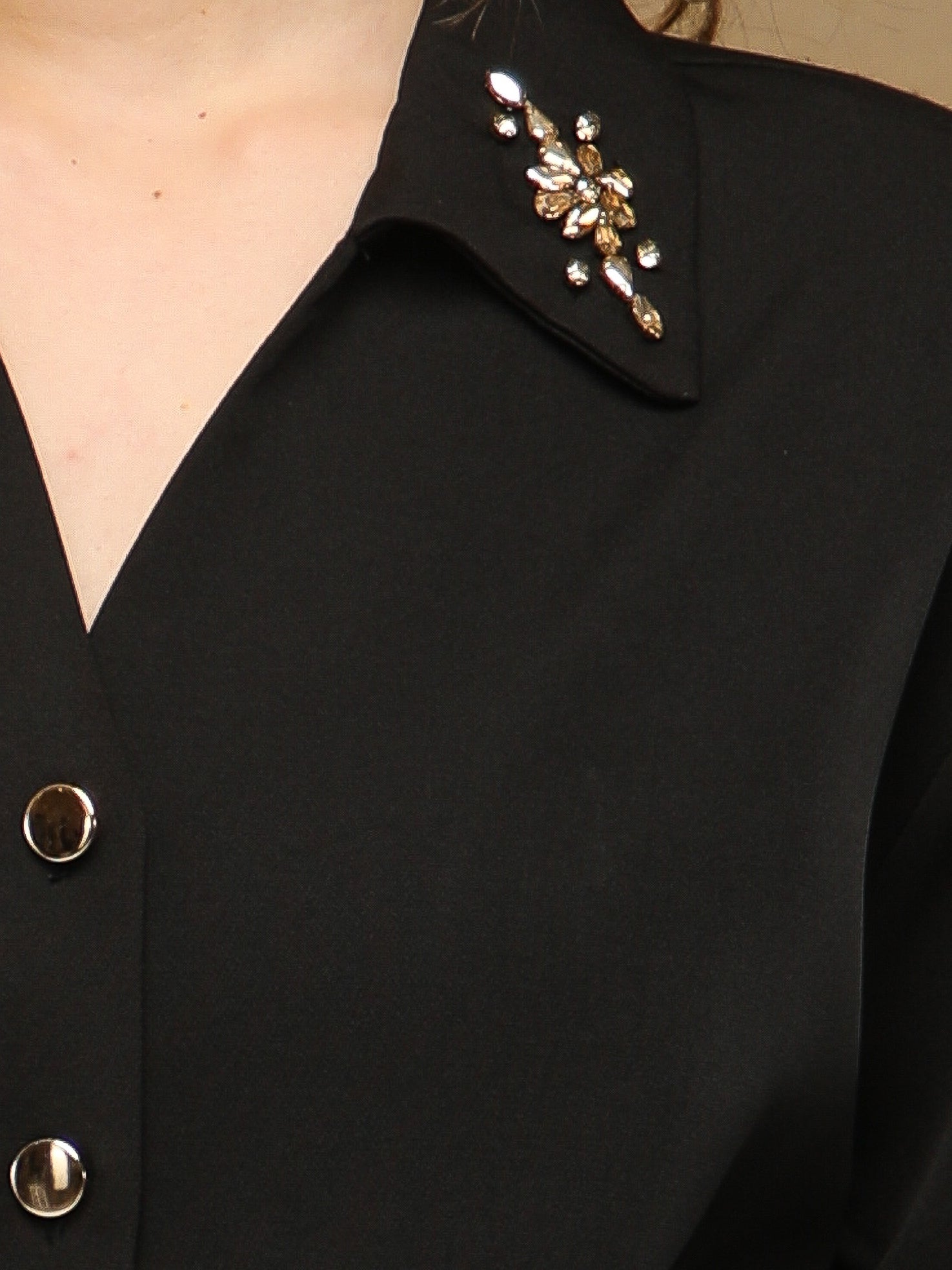 Rhinestone Black Dress With Belt