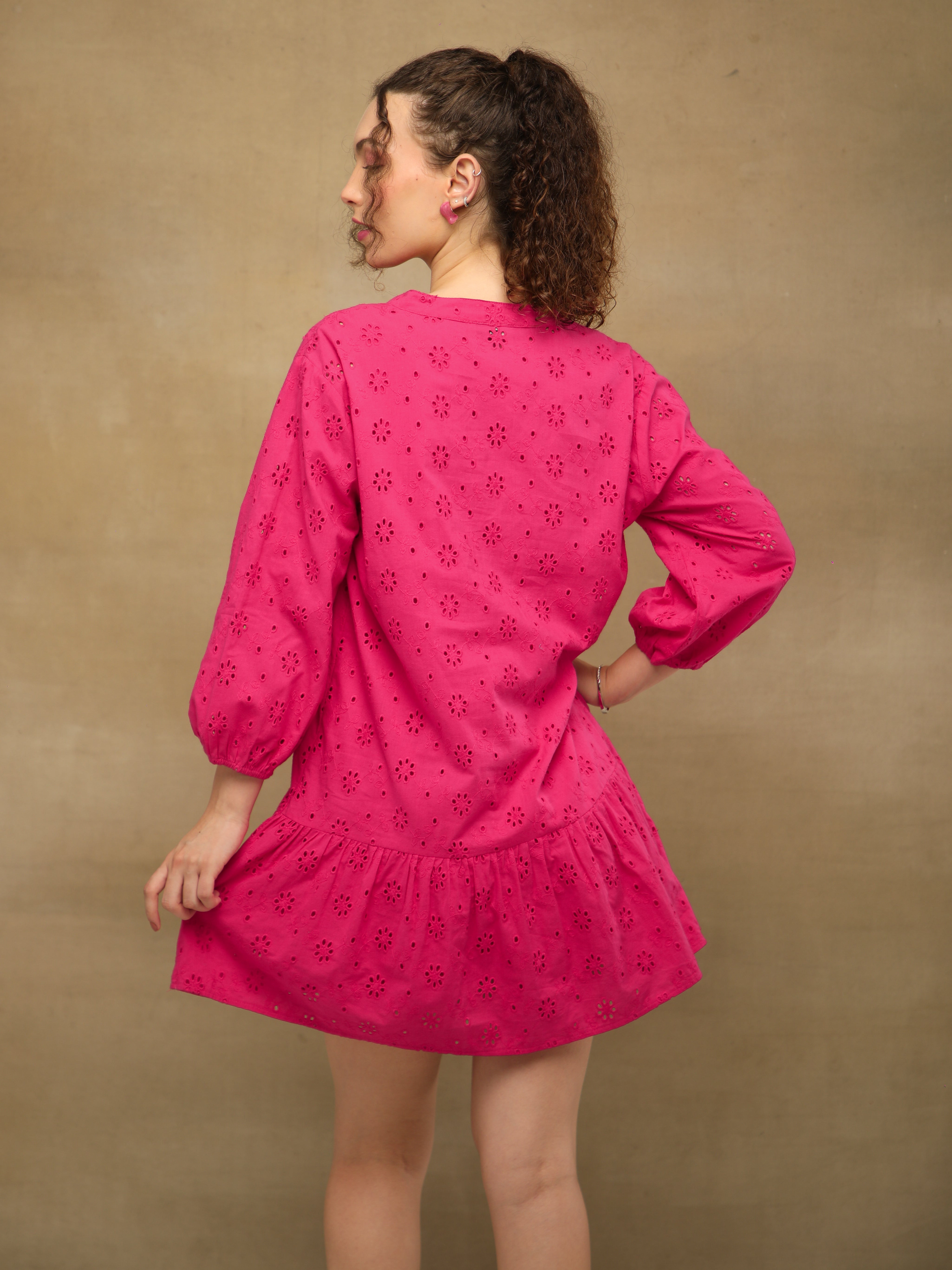Fuchsia Schiffli Dress