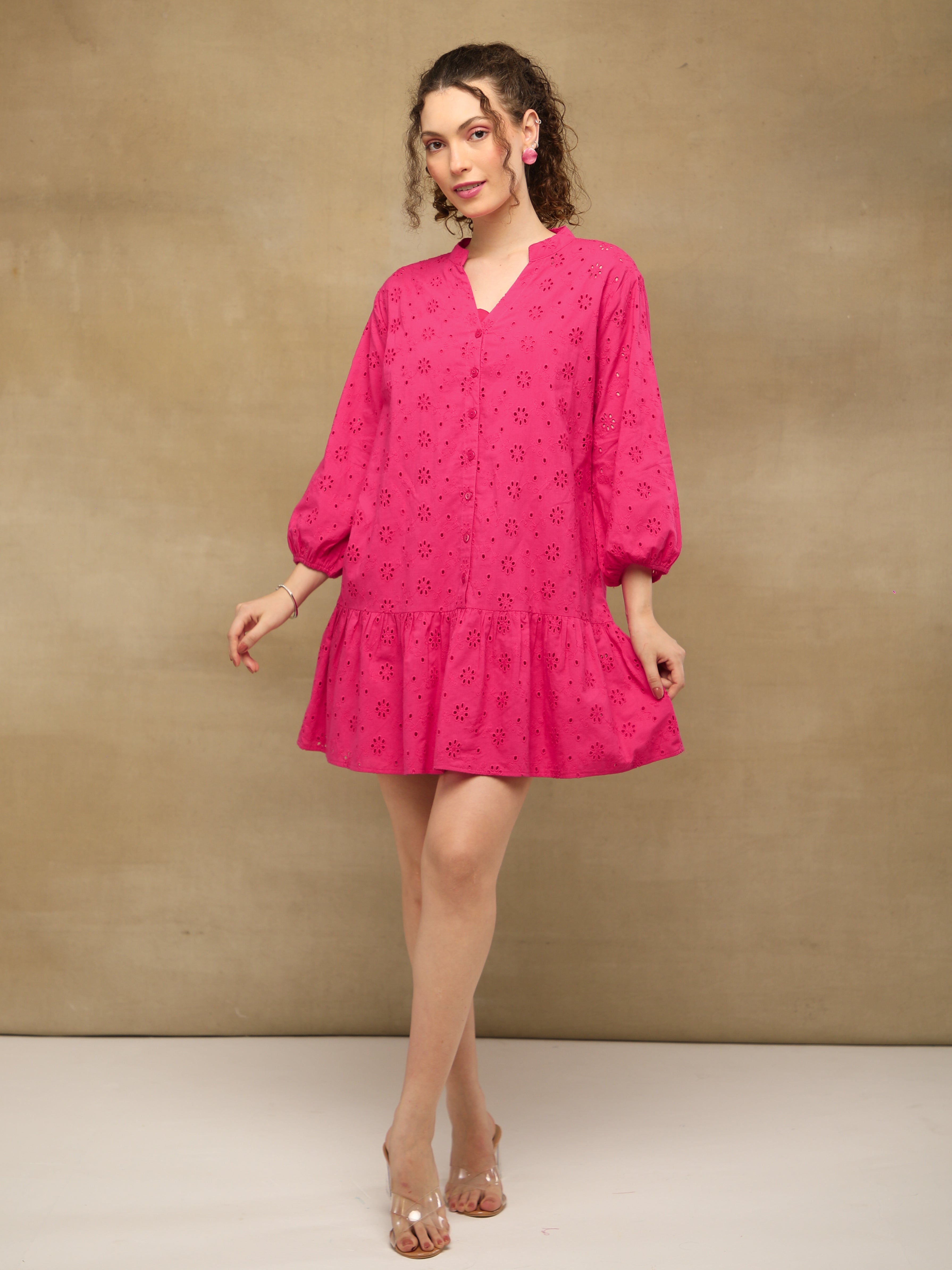 Fuchsia Schiffli Dress
