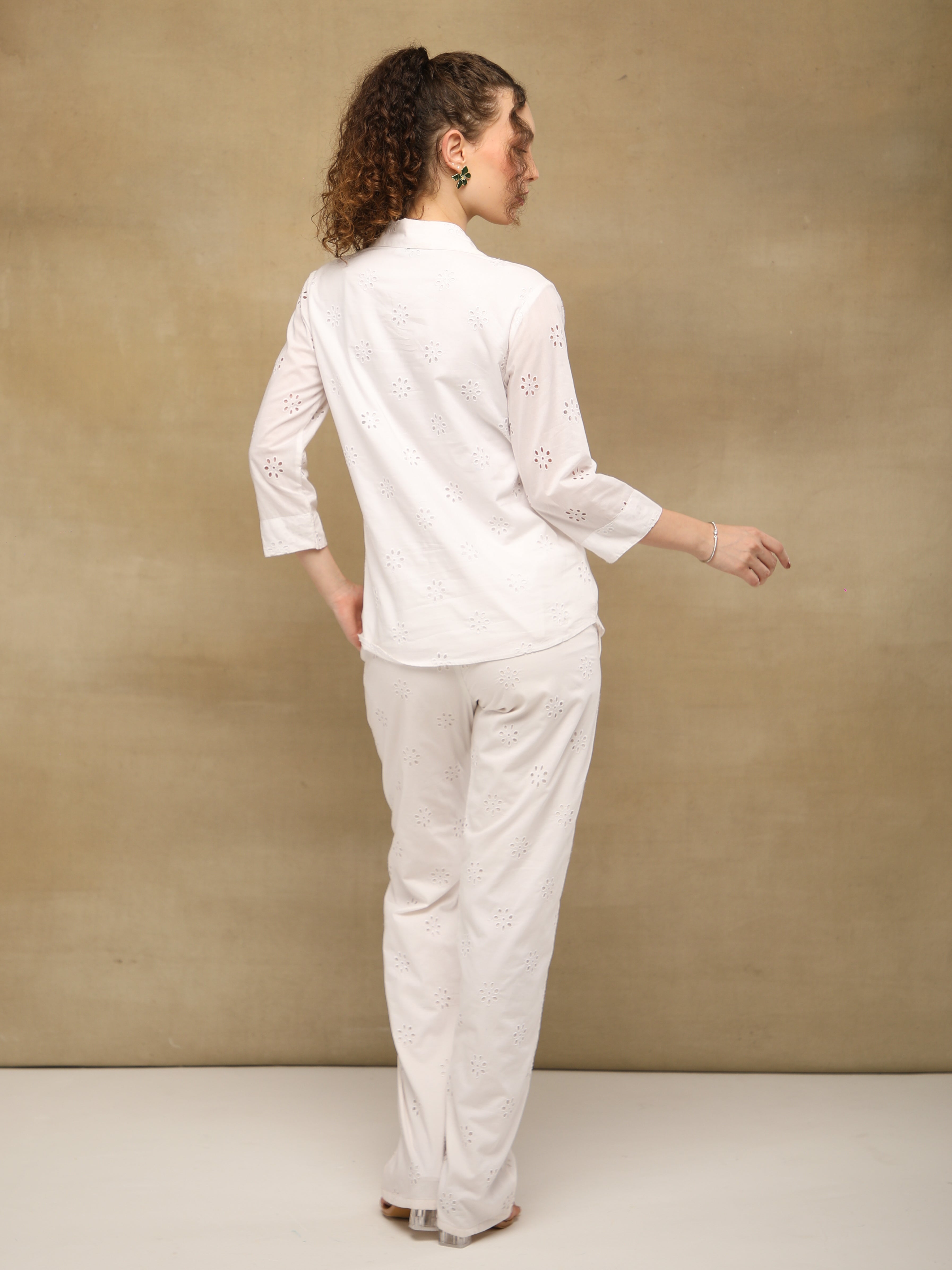 Ivory Embroidered Schiffli Co-ord Set