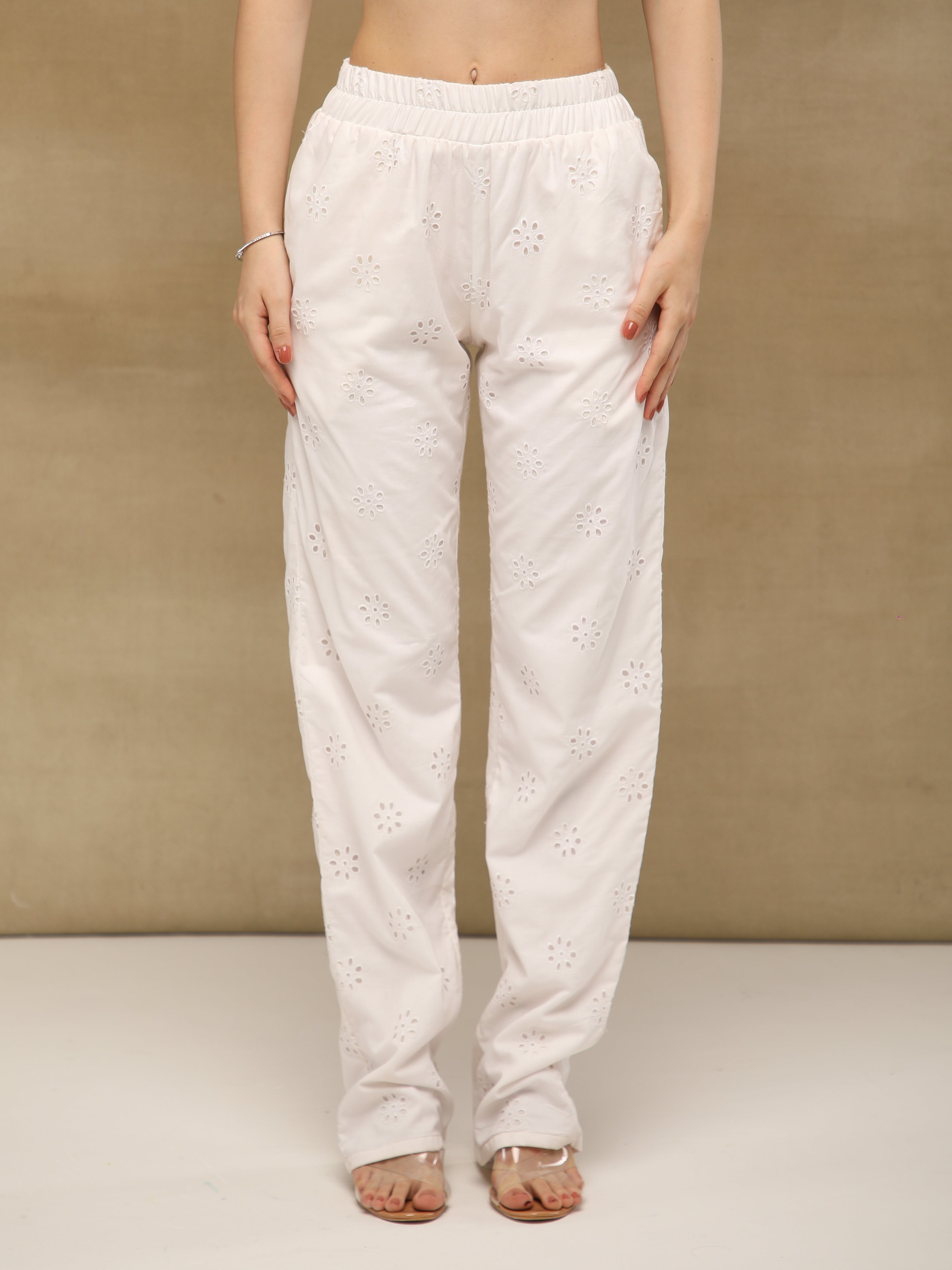 Ivory Embroidered Schiffli Co-ord Set