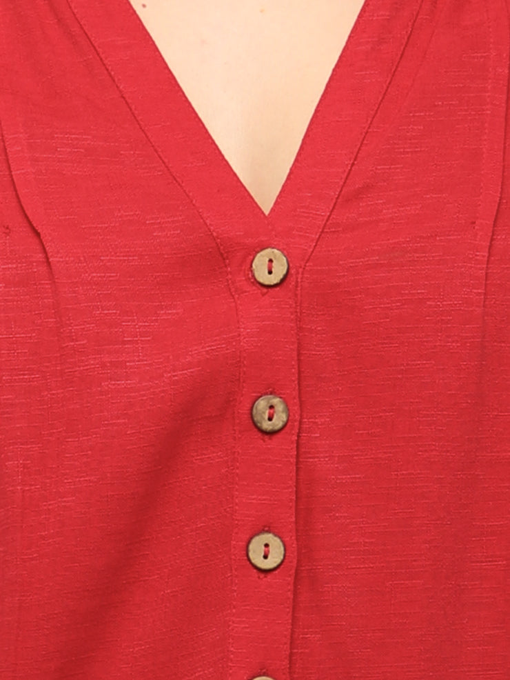 Rayon Slub Swarovski Red Top