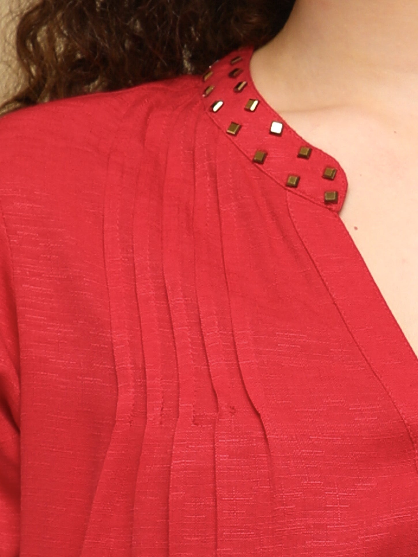 Rayon Slub Swarovski Red Top