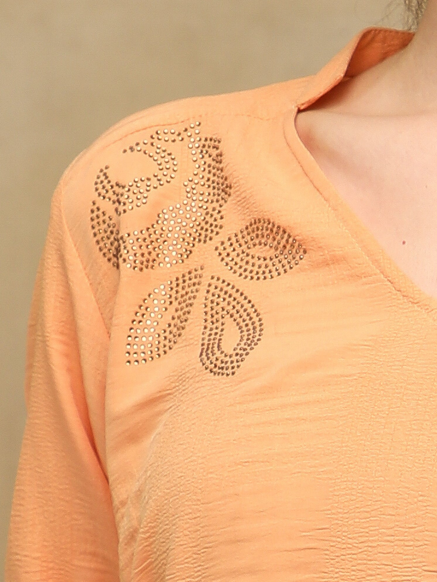 Textured Swarovski Peach Top