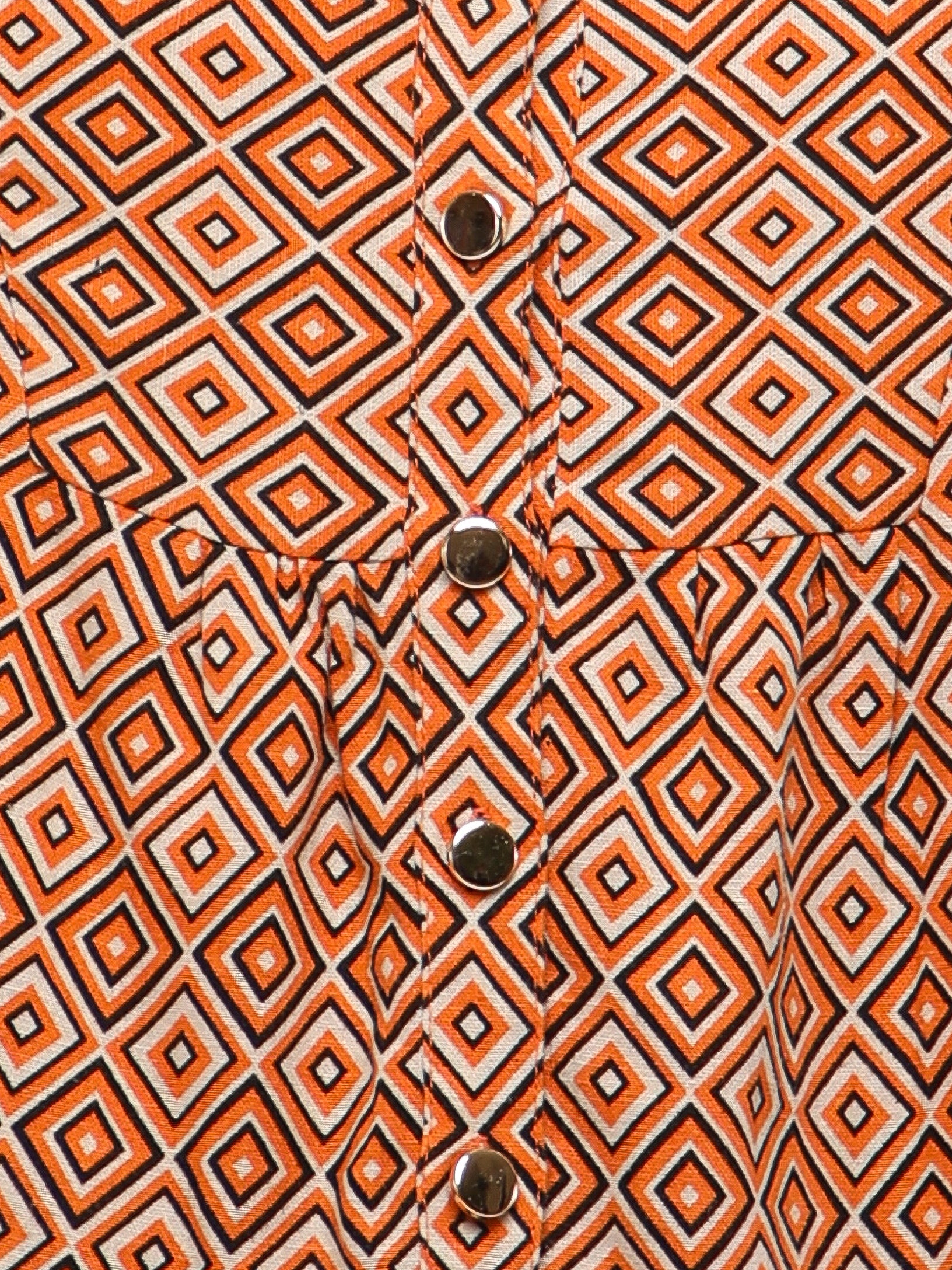 Rust Diamond Print Linen Shirt
