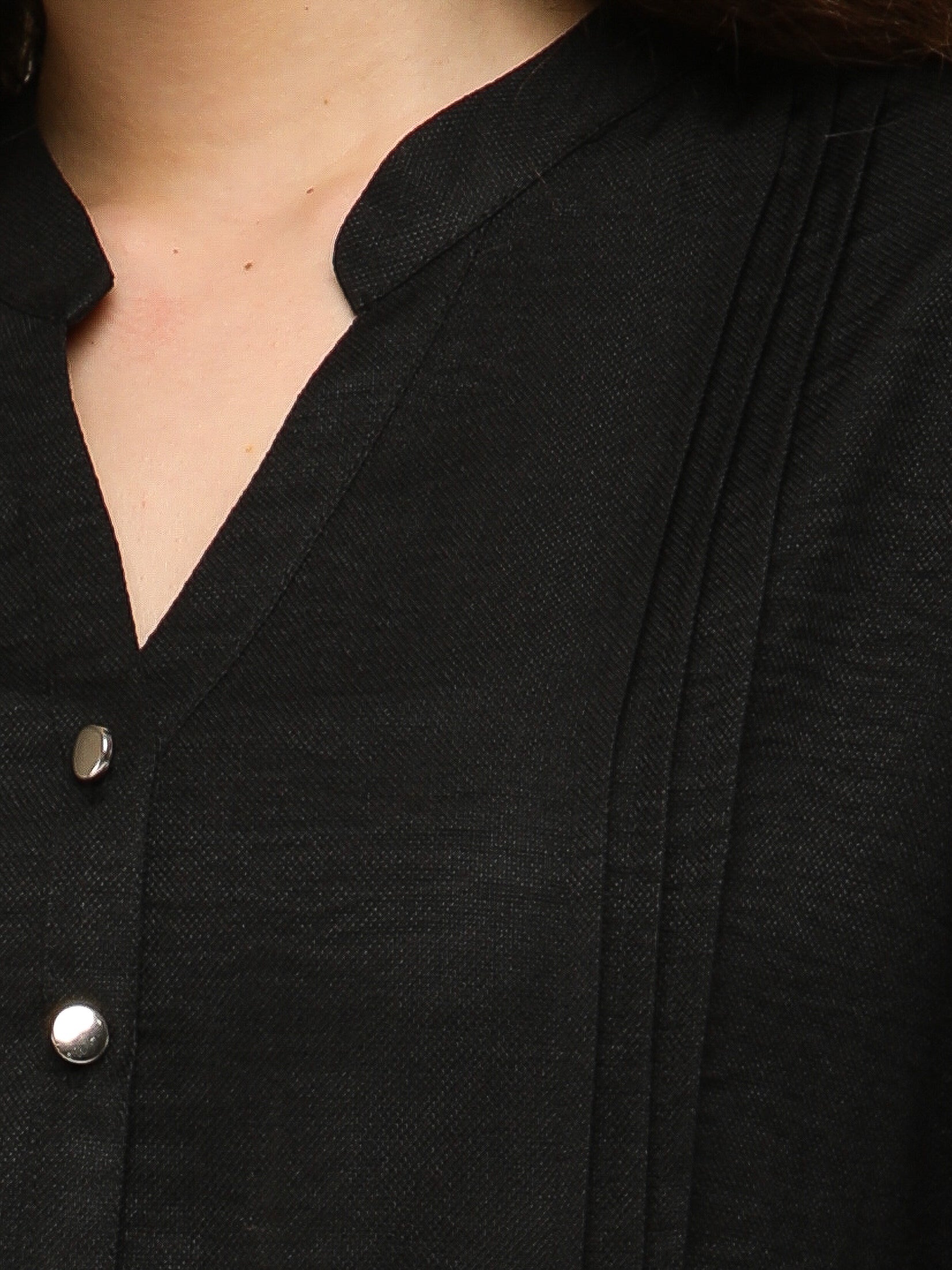 Melange Linen Triple Pintuck Black Co-ord Set