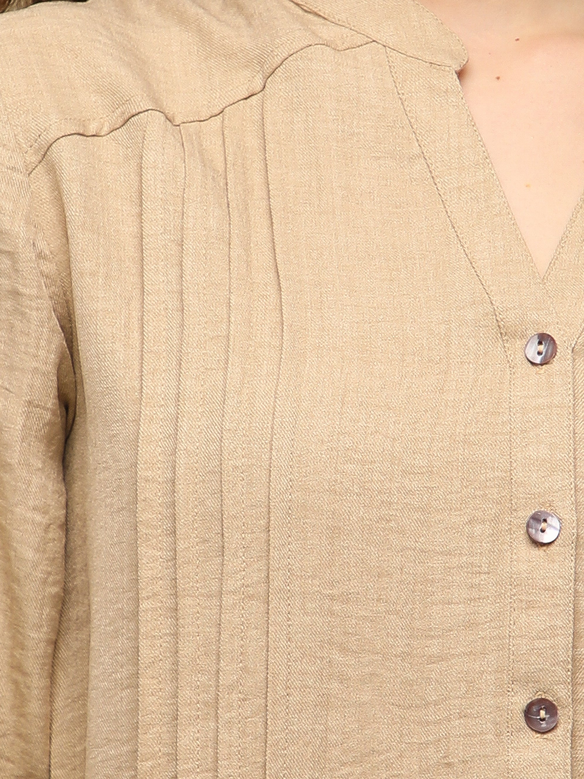 Pintuck Linen Beige Co-ord Set