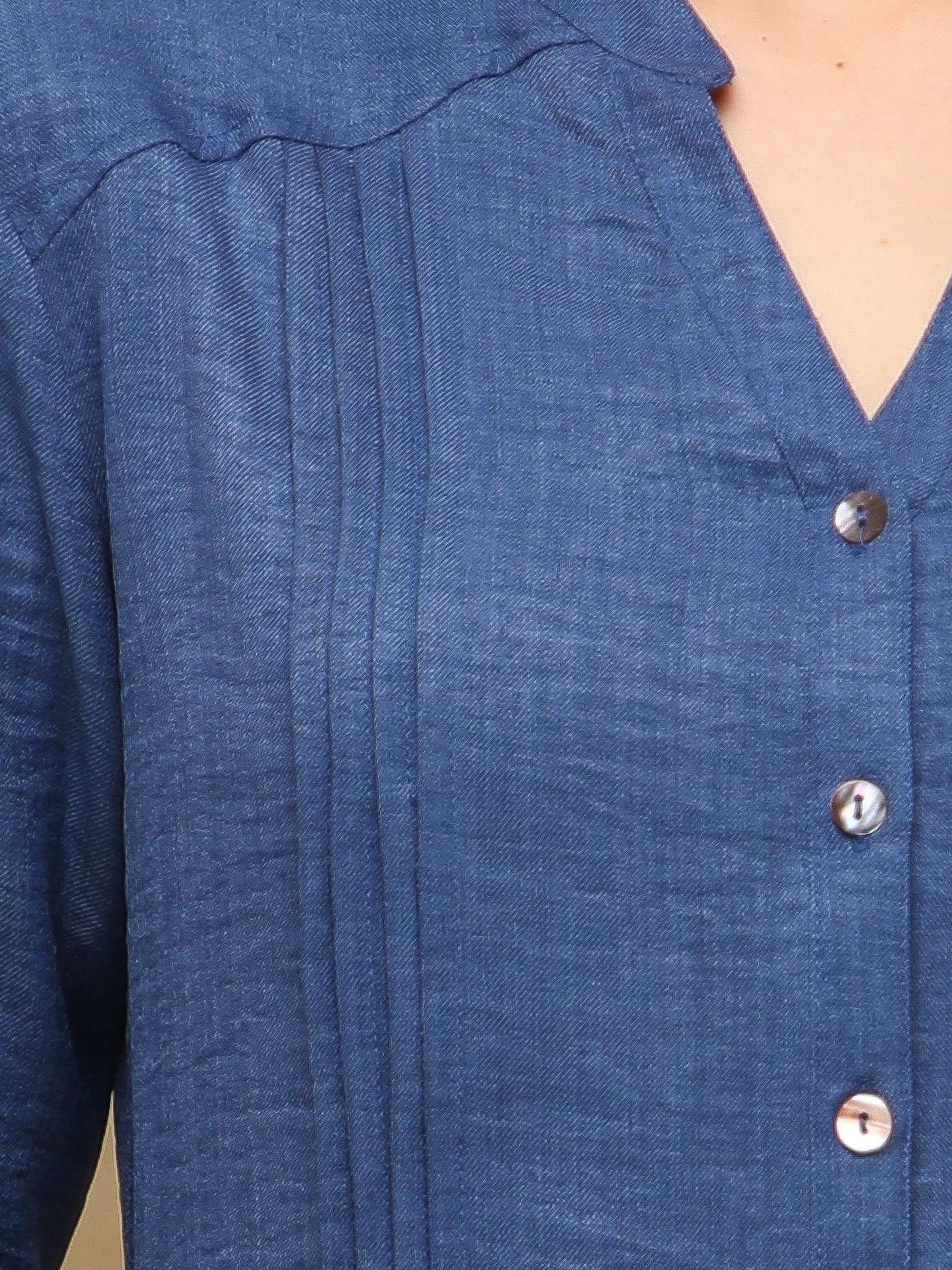 Pintuck Linen Indigo Co-ord Set