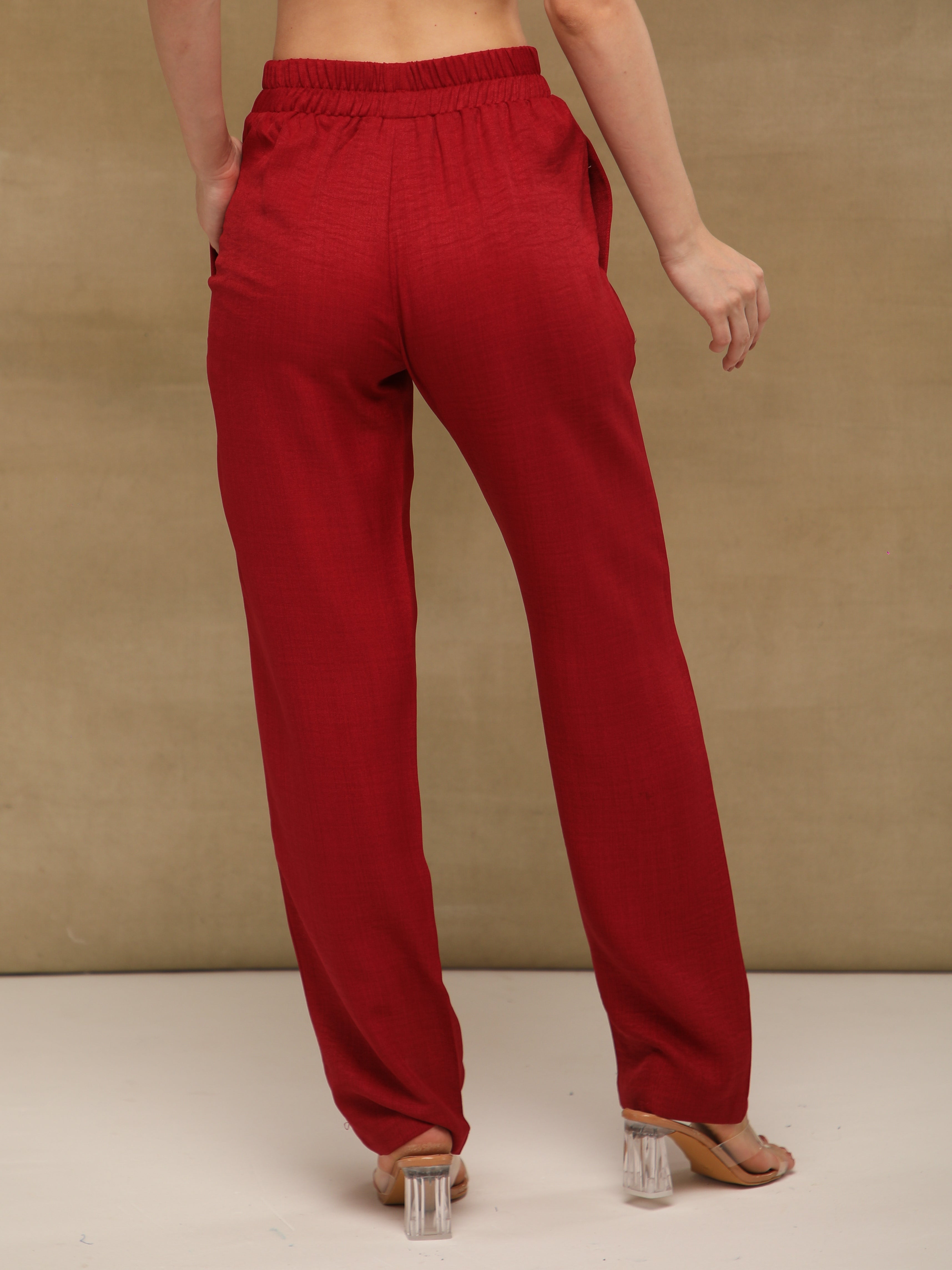 Pintuck Linen Crimson Co-ord Set