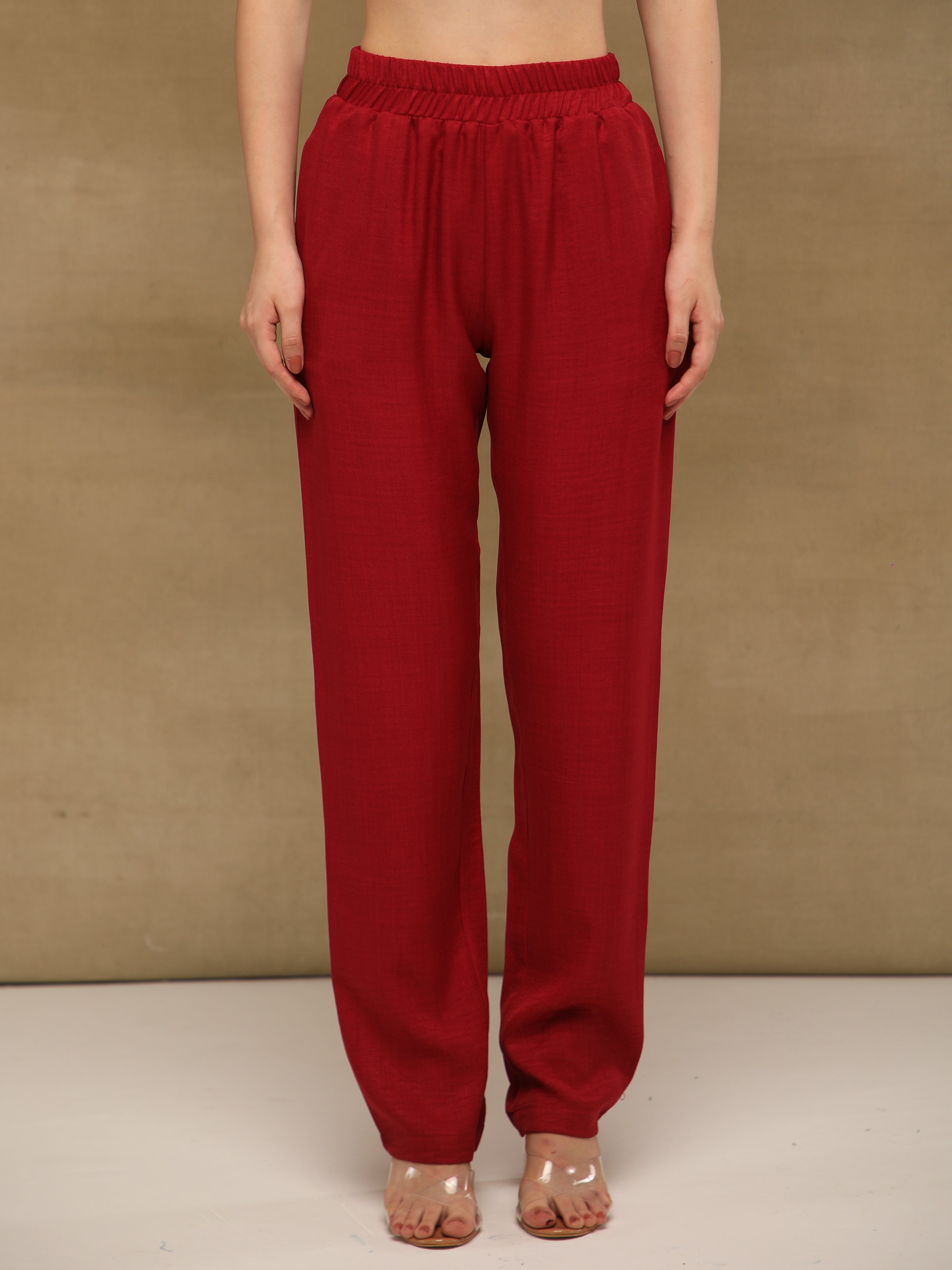 Pintuck Linen Crimson Co-ord Set